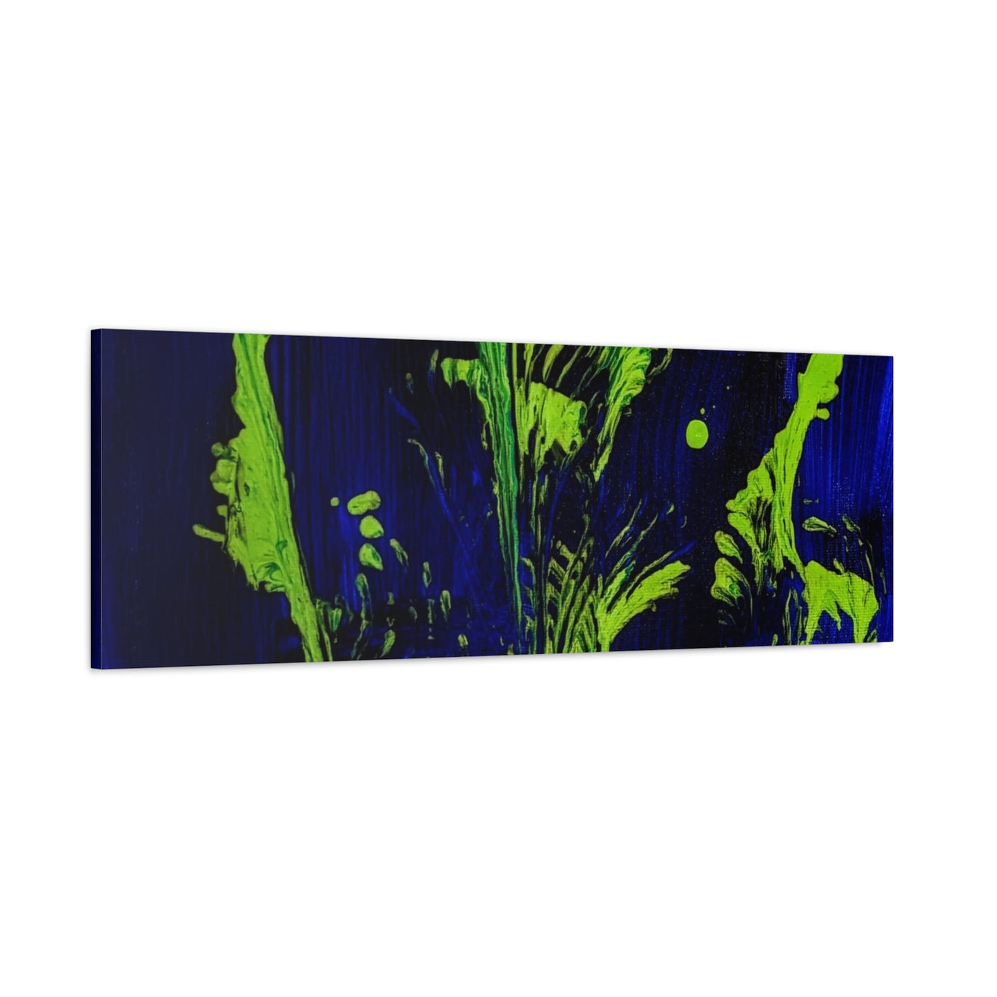 calla_lillies_pt.2 - Neon Floral Abstract Canvas Print — Blue & Lime Stretched Wall Art