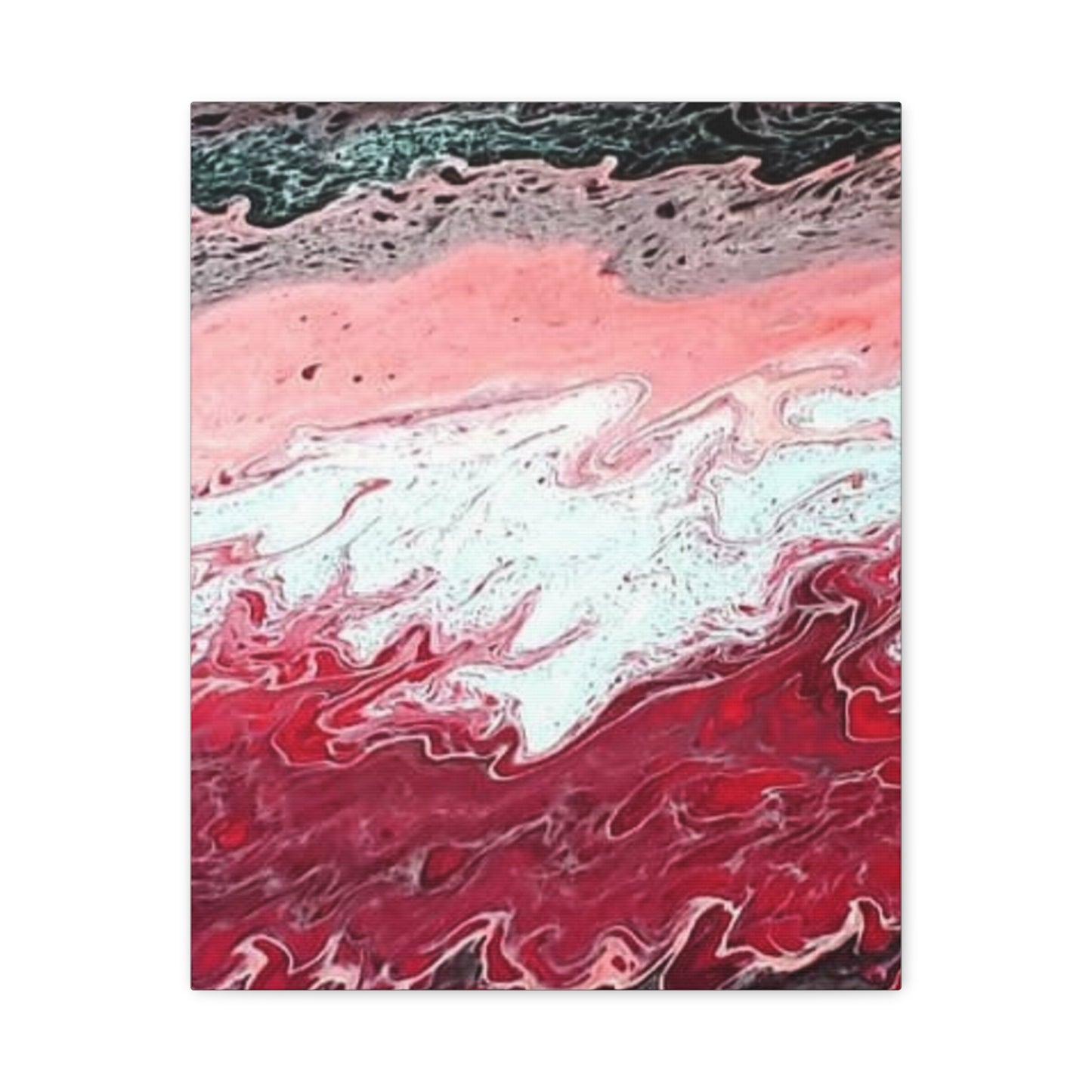 Abstract Pink & Red Fluid Art Canvas — Matte Stretched Wall Art