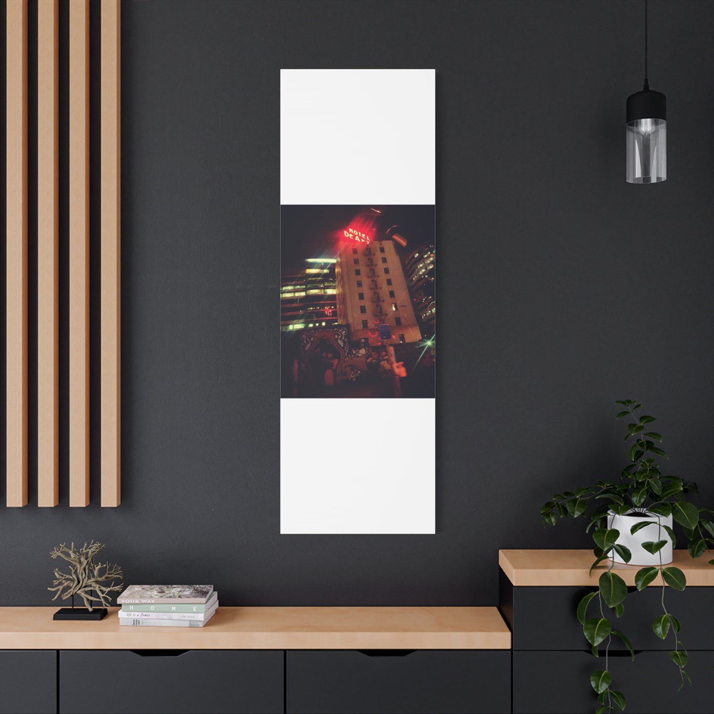 Hotel DeAnza - City Nightscape Canvas Print — Urban Street Art Building Matte Stretched 1.25"