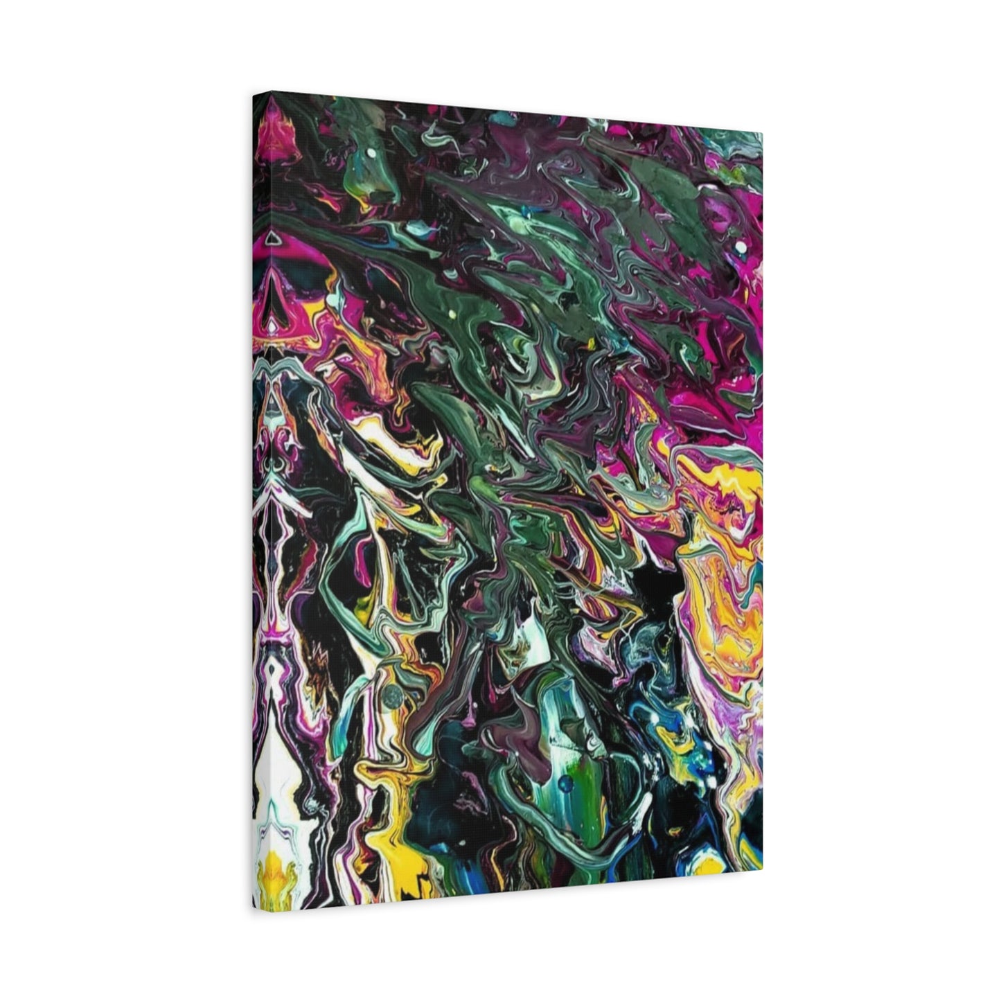 chaos in the garden - Abstract Fluid Art Matte Canvas Print - Colorful Swirl Wall Art