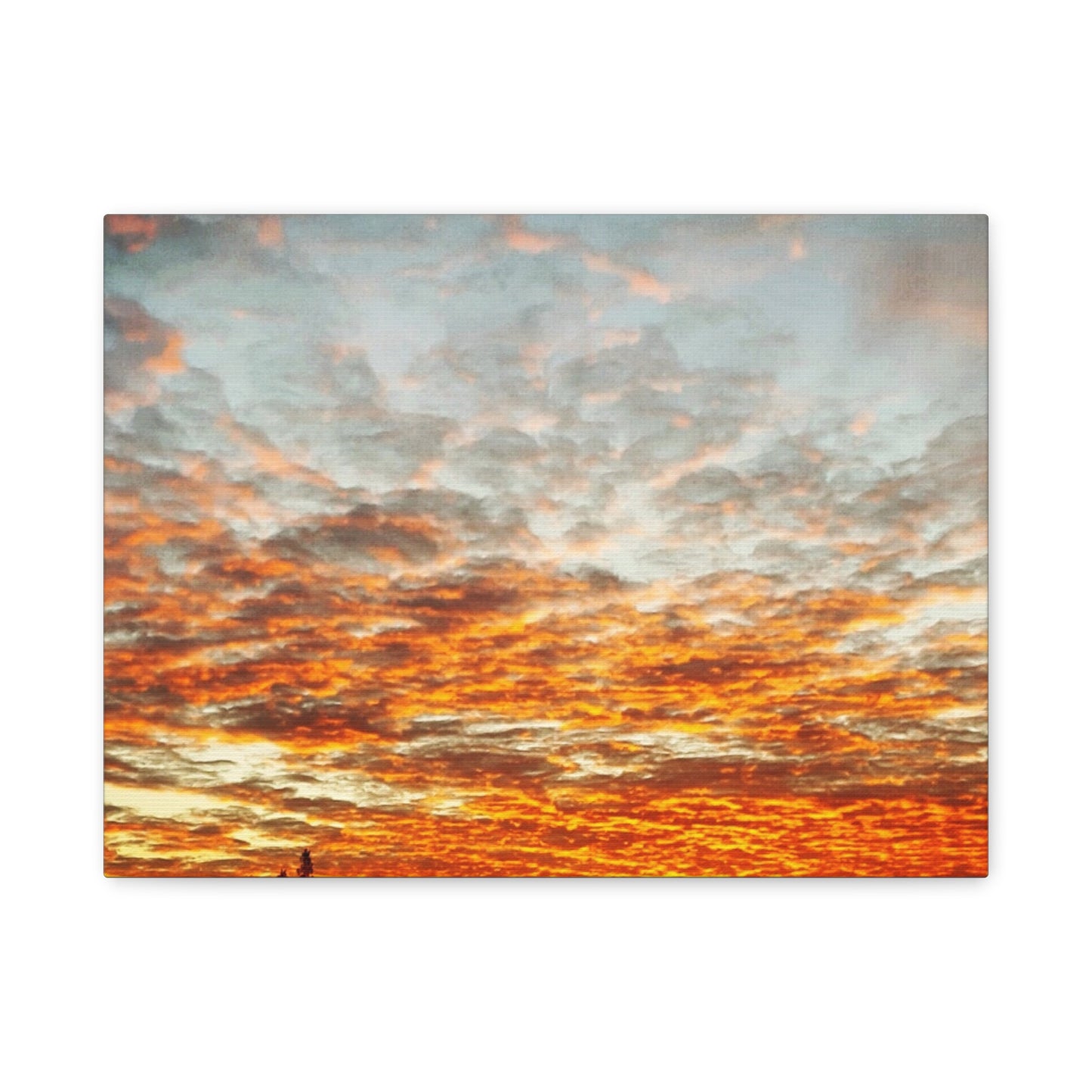 Sunset Sky Canvas Print — Orange Cloudscape Matte Stretched Wall Art