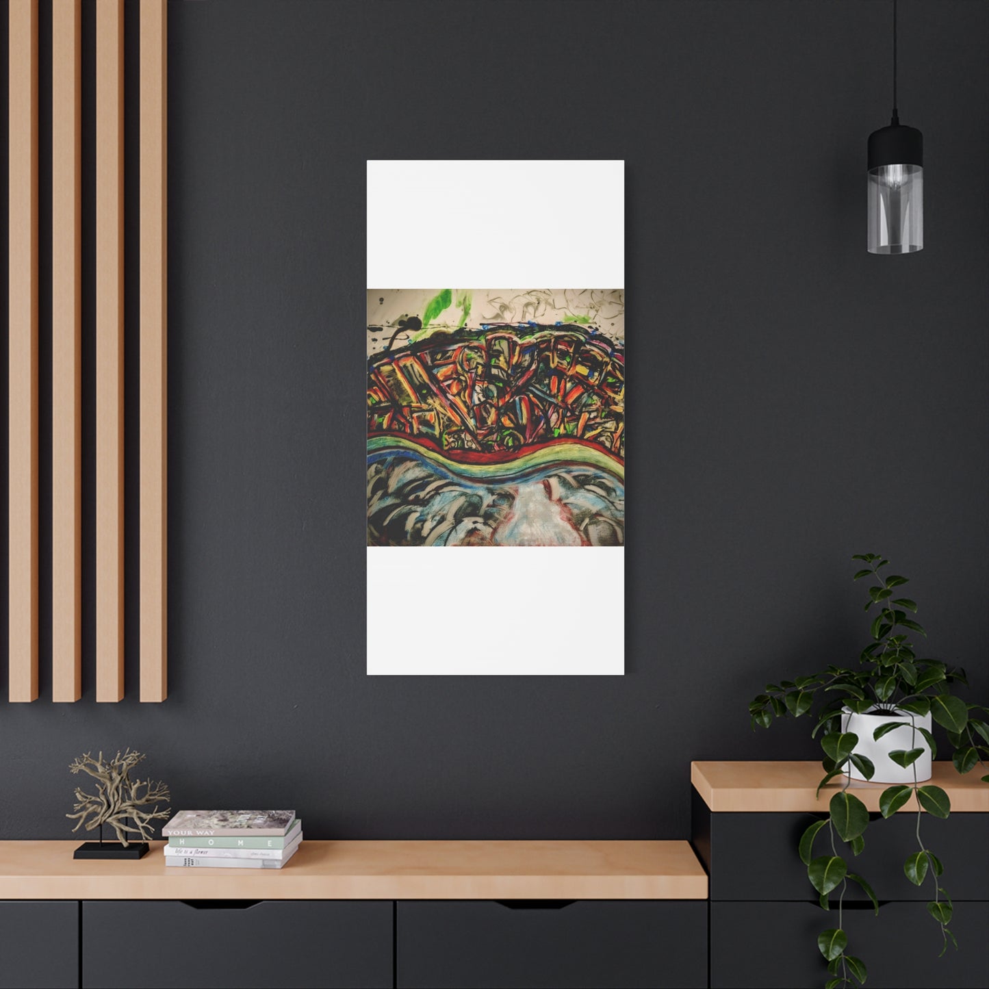 Acrylic_inequalities - Abstract Coastal Cityscape Canvas — Vibrant Ocean Wave Wall Art