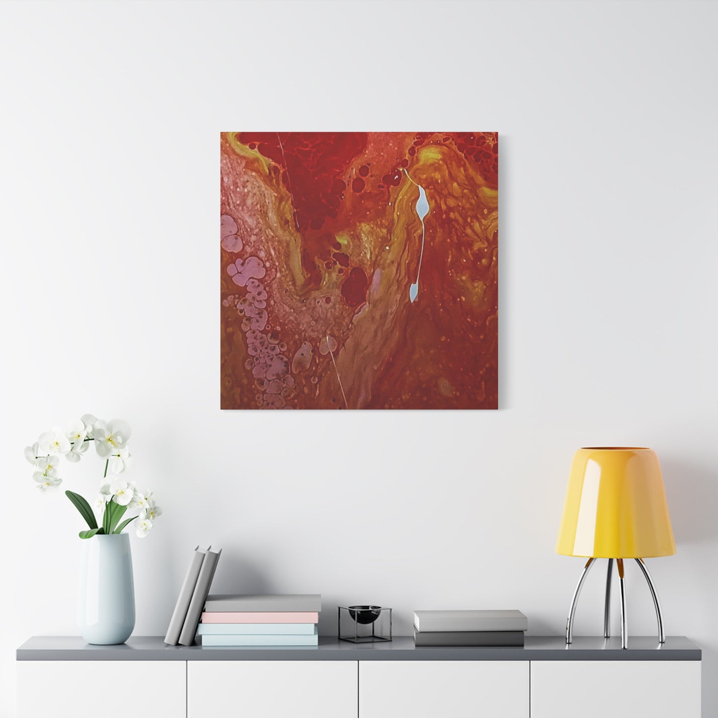 Abstract Red Fluid Art Canvas Print — Matte Stretched Wall Art