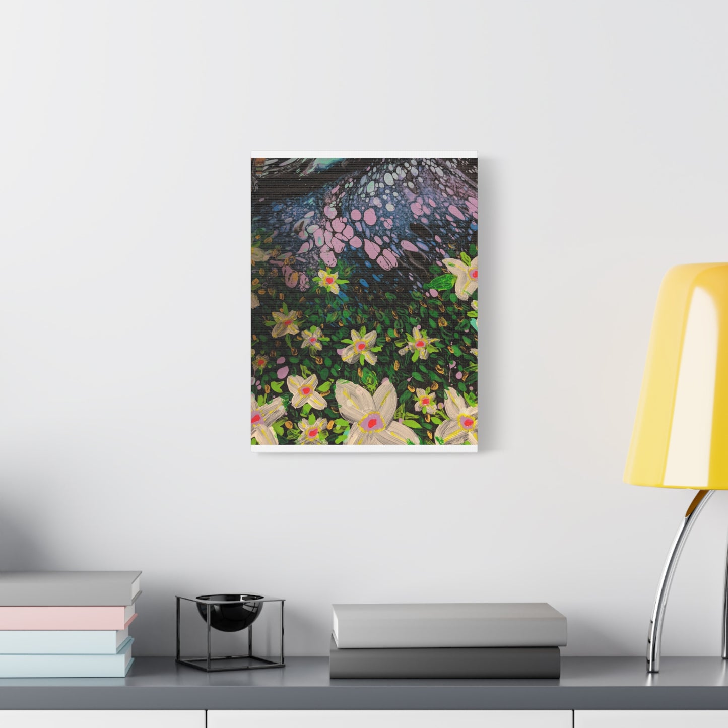 Floetrol&Flowers - Night Pour Garden Matte Canvas Print — Stretched Wall Art