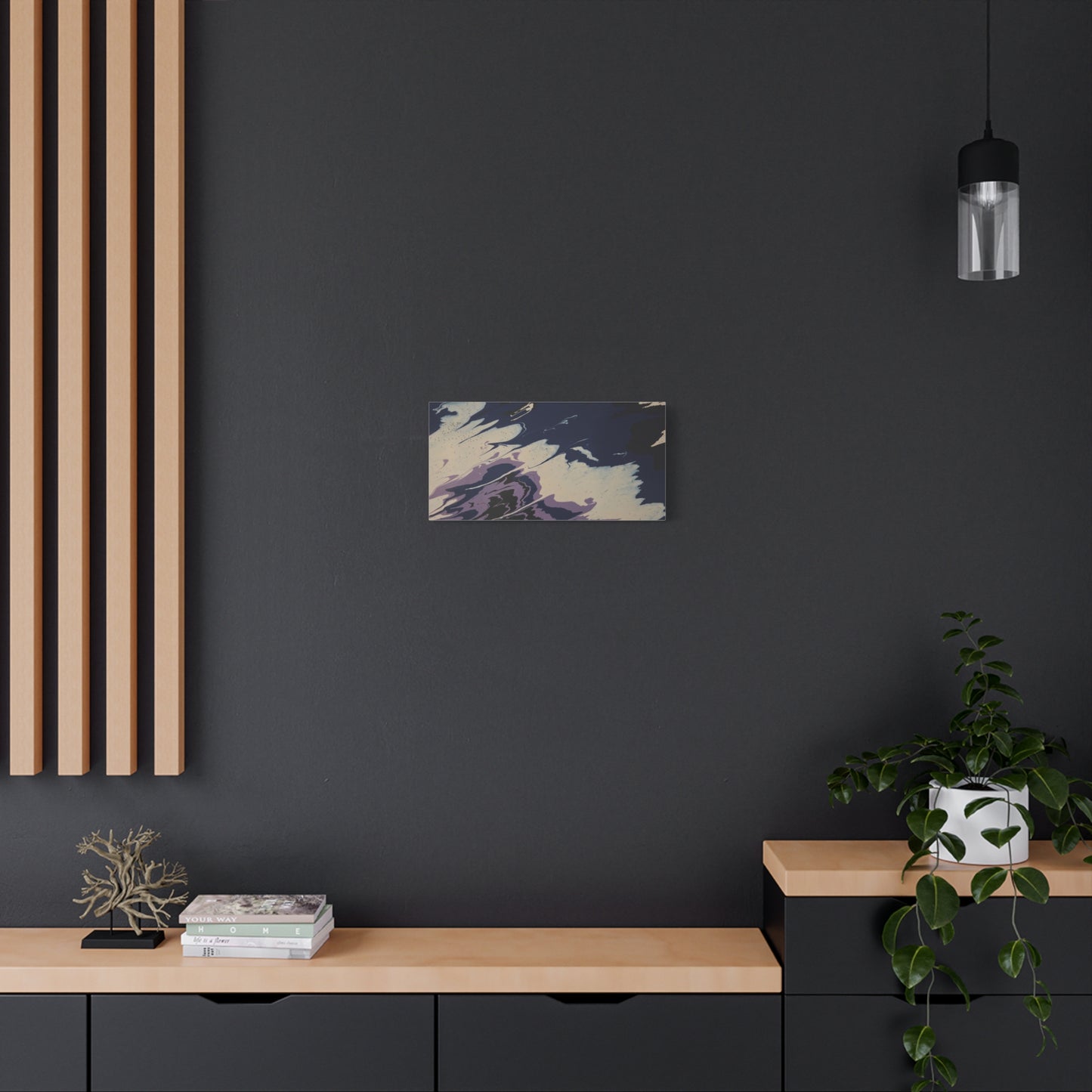 Abstract Navy & Lavender Wave Matte Stretched Canvas (1.25")
