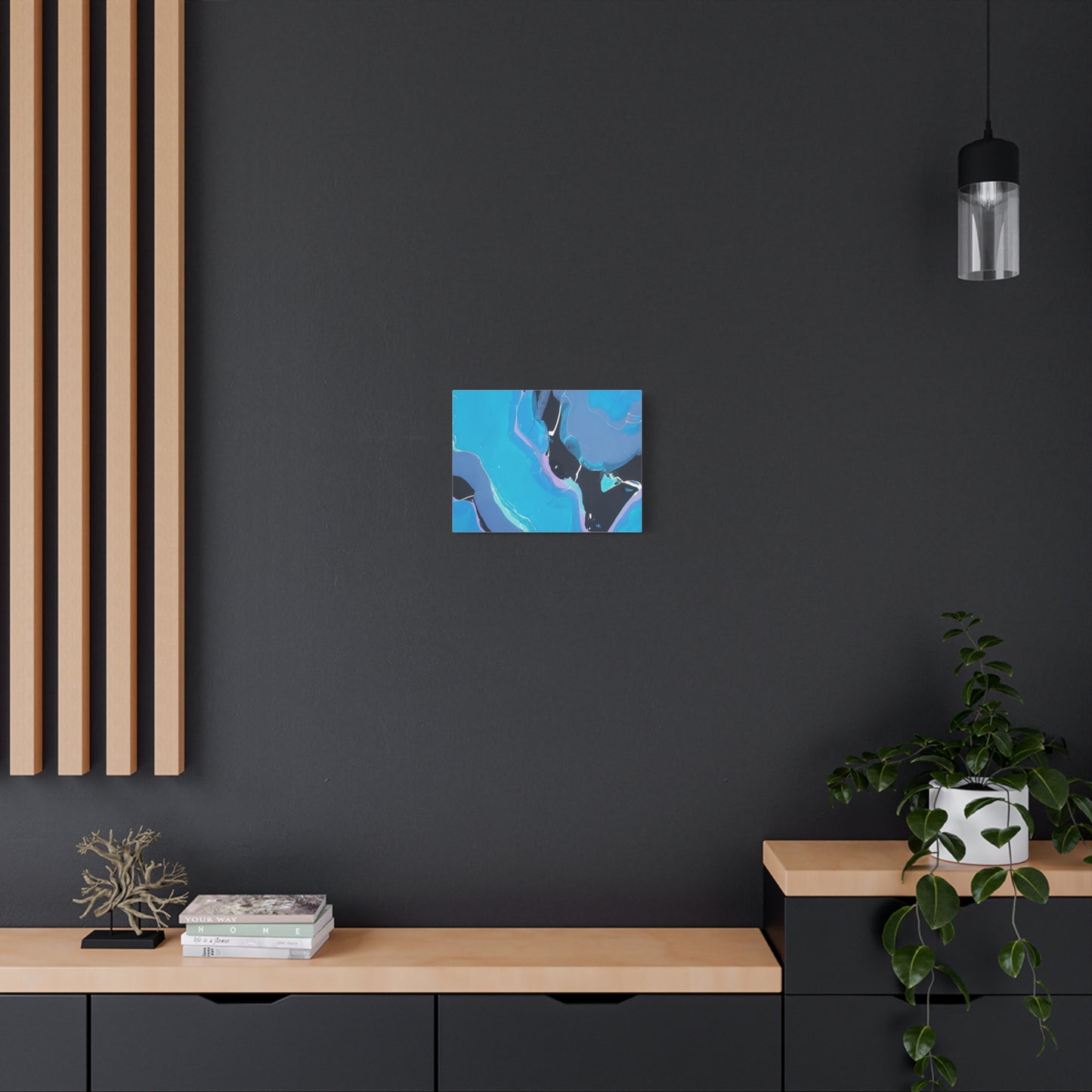 Abstract Blue Fluid Art Canvas Print — Matte Stretched Wall Art 1.25"