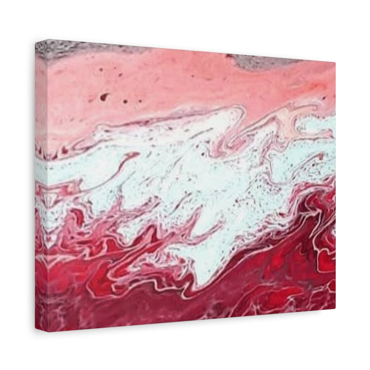 Abstract Pink & Red Fluid Art Canvas — Matte Stretched Wall Art