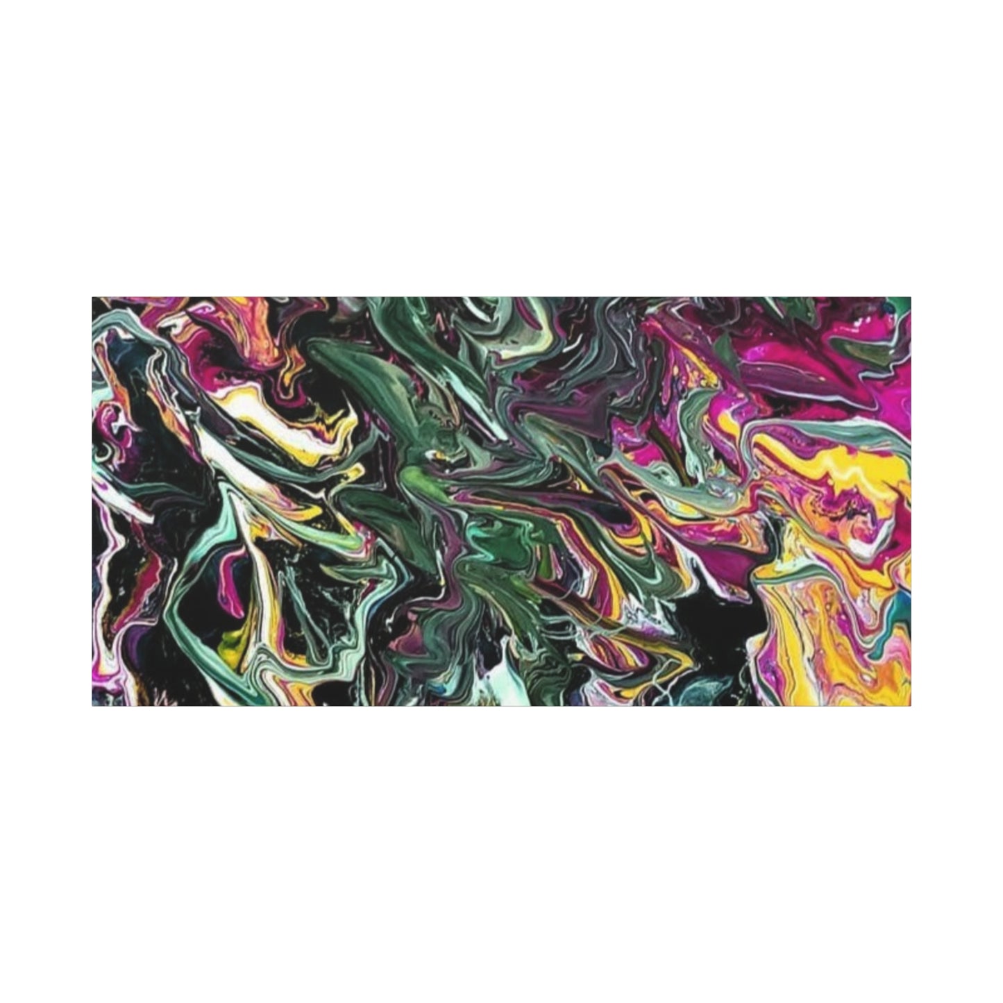 chaos in the garden - Abstract Fluid Art Matte Canvas Print - Colorful Swirl Wall Art