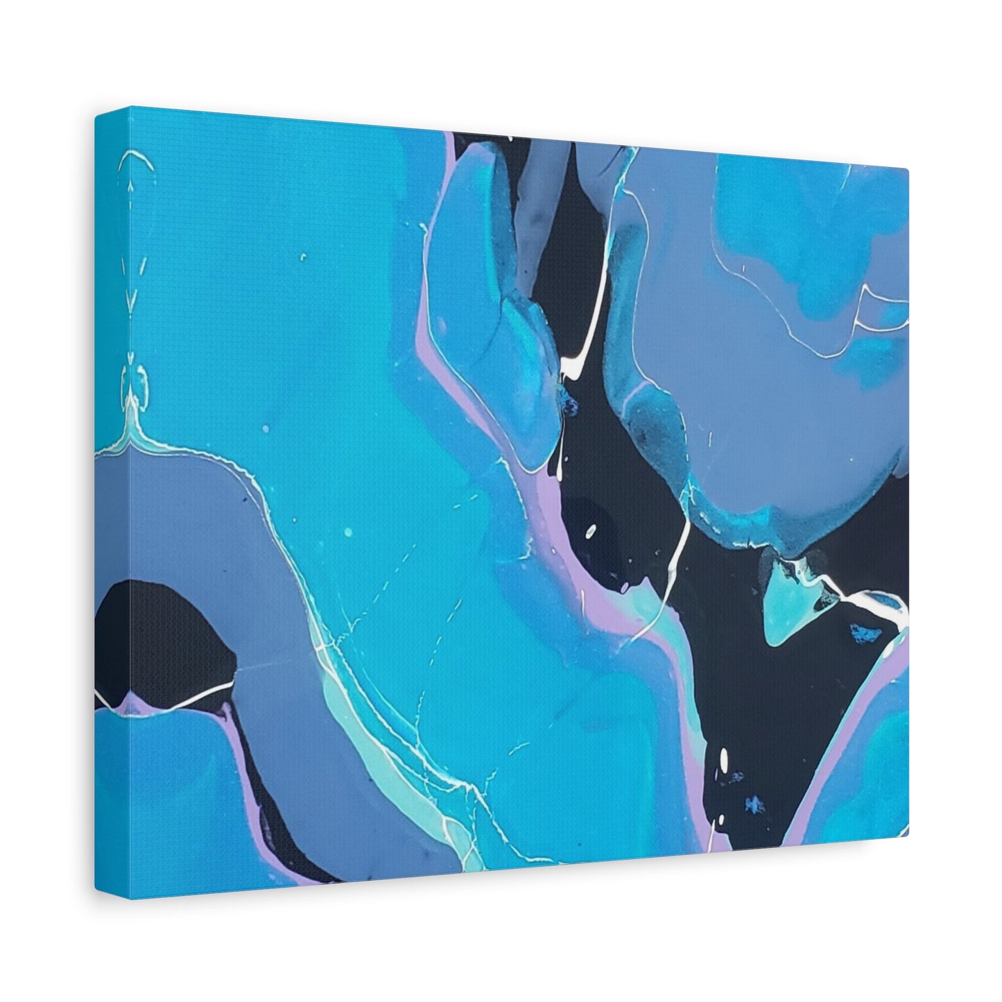 Abstract Blue Fluid Art Canvas Print — Matte Stretched Wall Art 1.25"