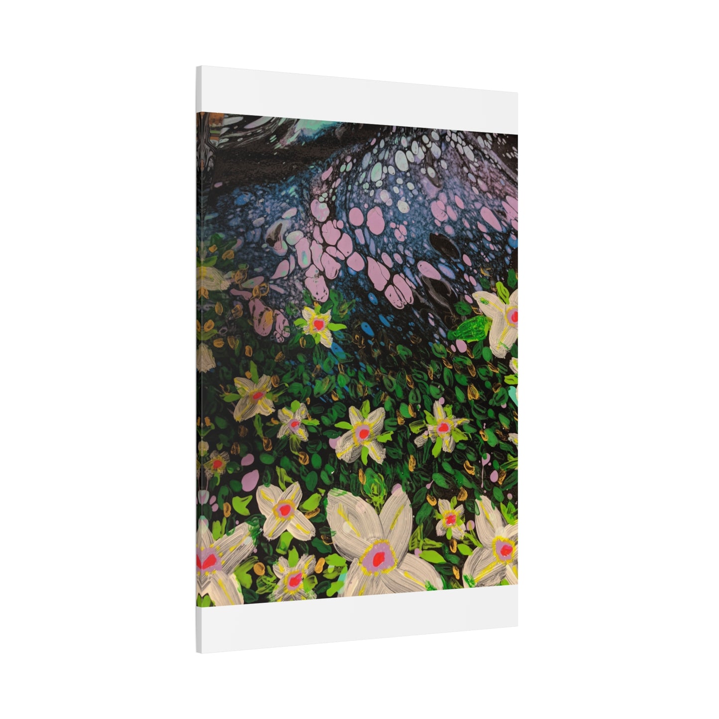 Floetrol&Flowers - Night Pour Garden Matte Canvas Print — Stretched Wall Art