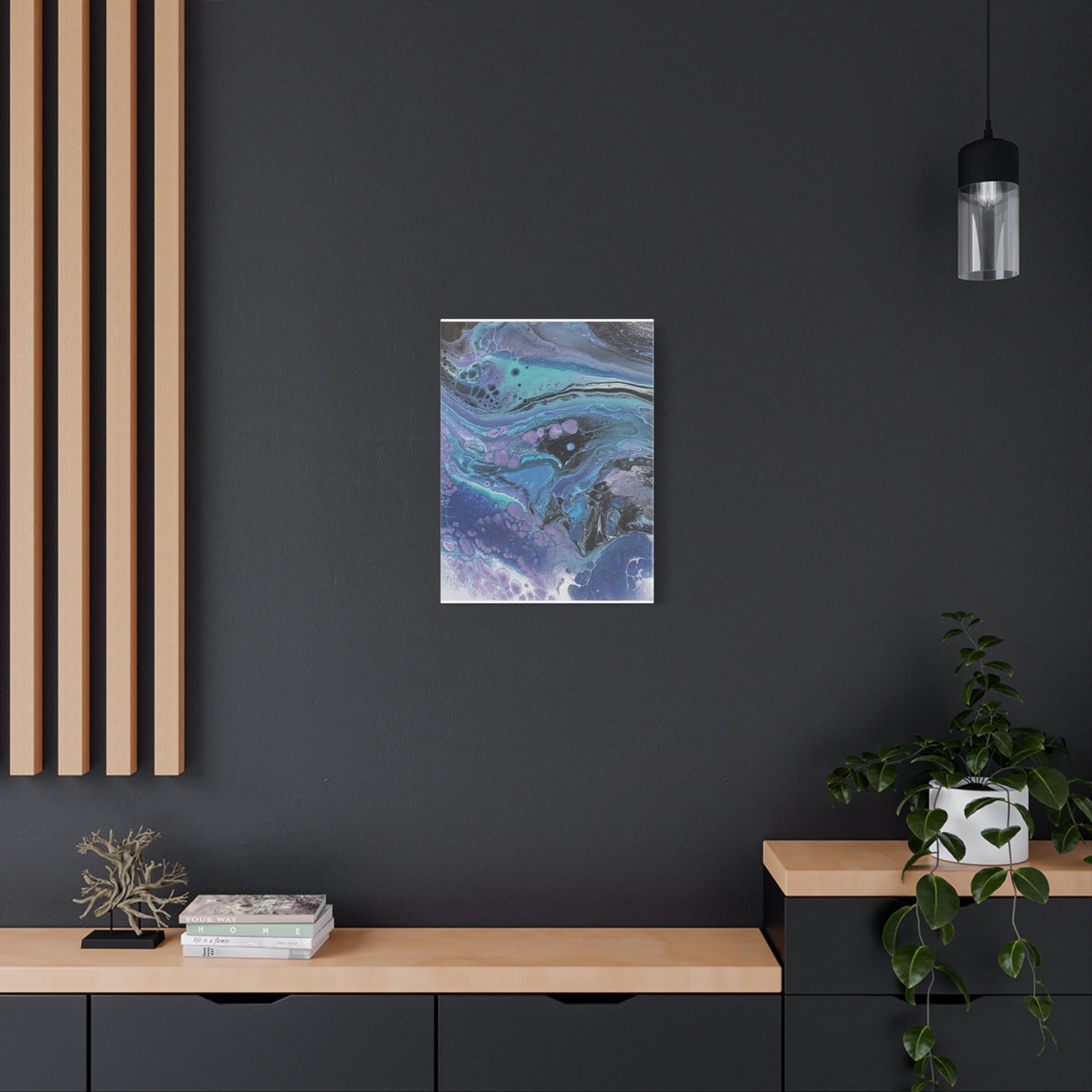 Abstract Ocean Wave Matte Canvas Print — Blue & Purple Fluid Art, Stretched 1.25"