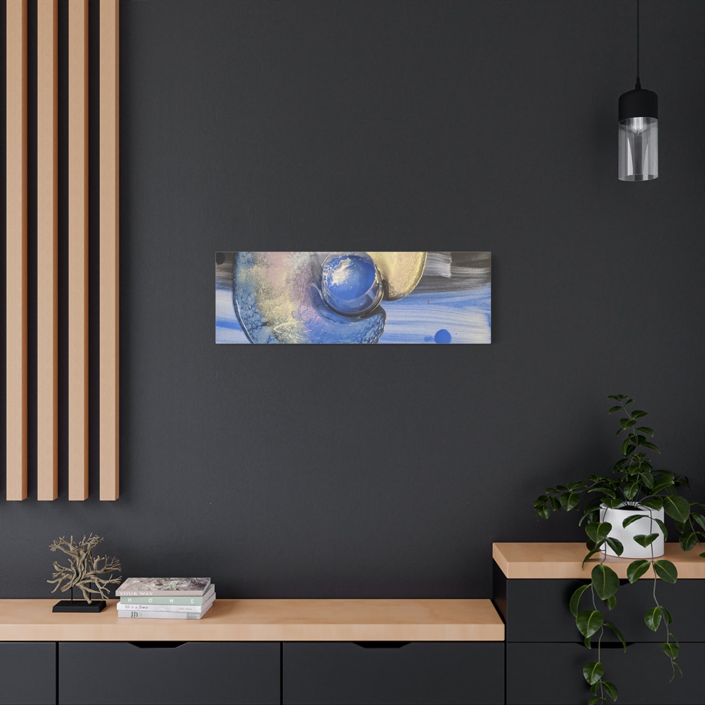 the nautilus - Abstract Blue Spiral Matte Canvas Art - Nautical Coastal Wall Decor