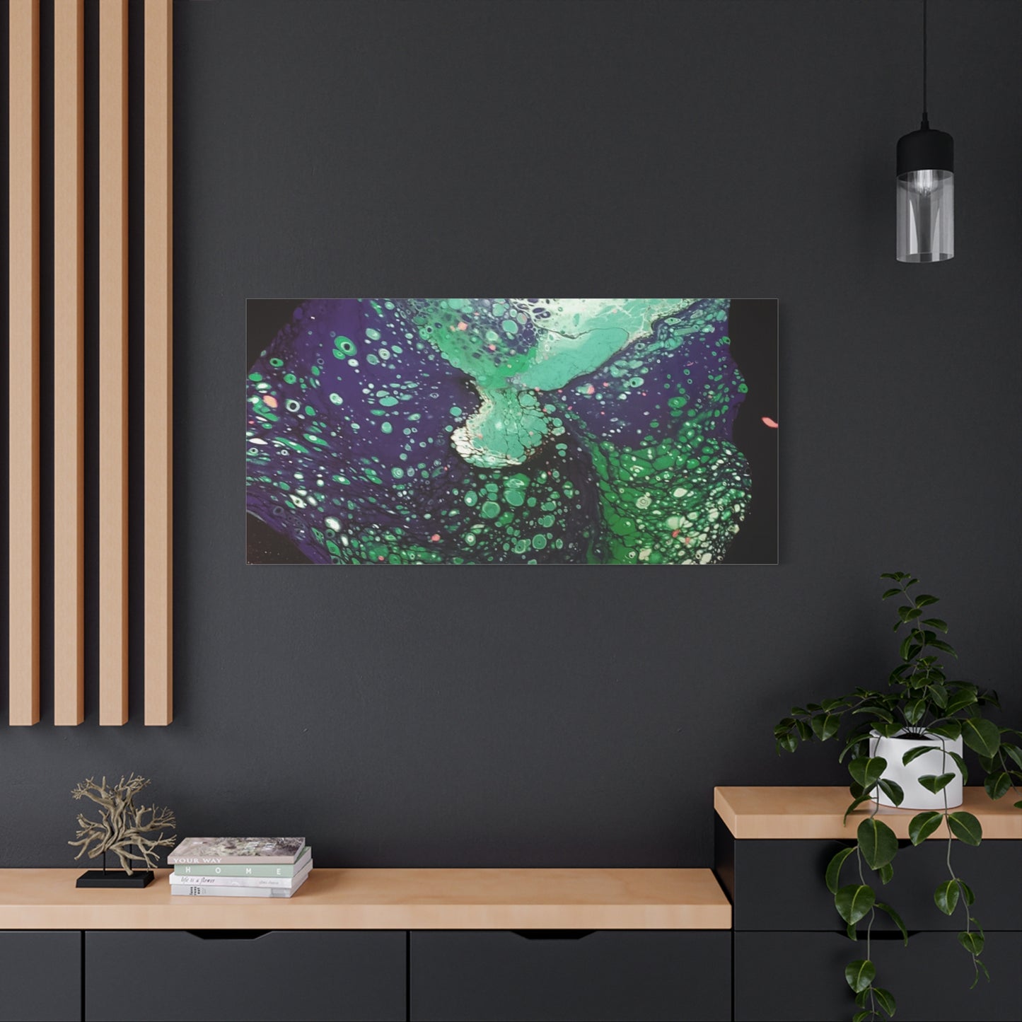 Abstract Green & Teal Fluid Art Canvas Print - Matte Stretched Wall Art