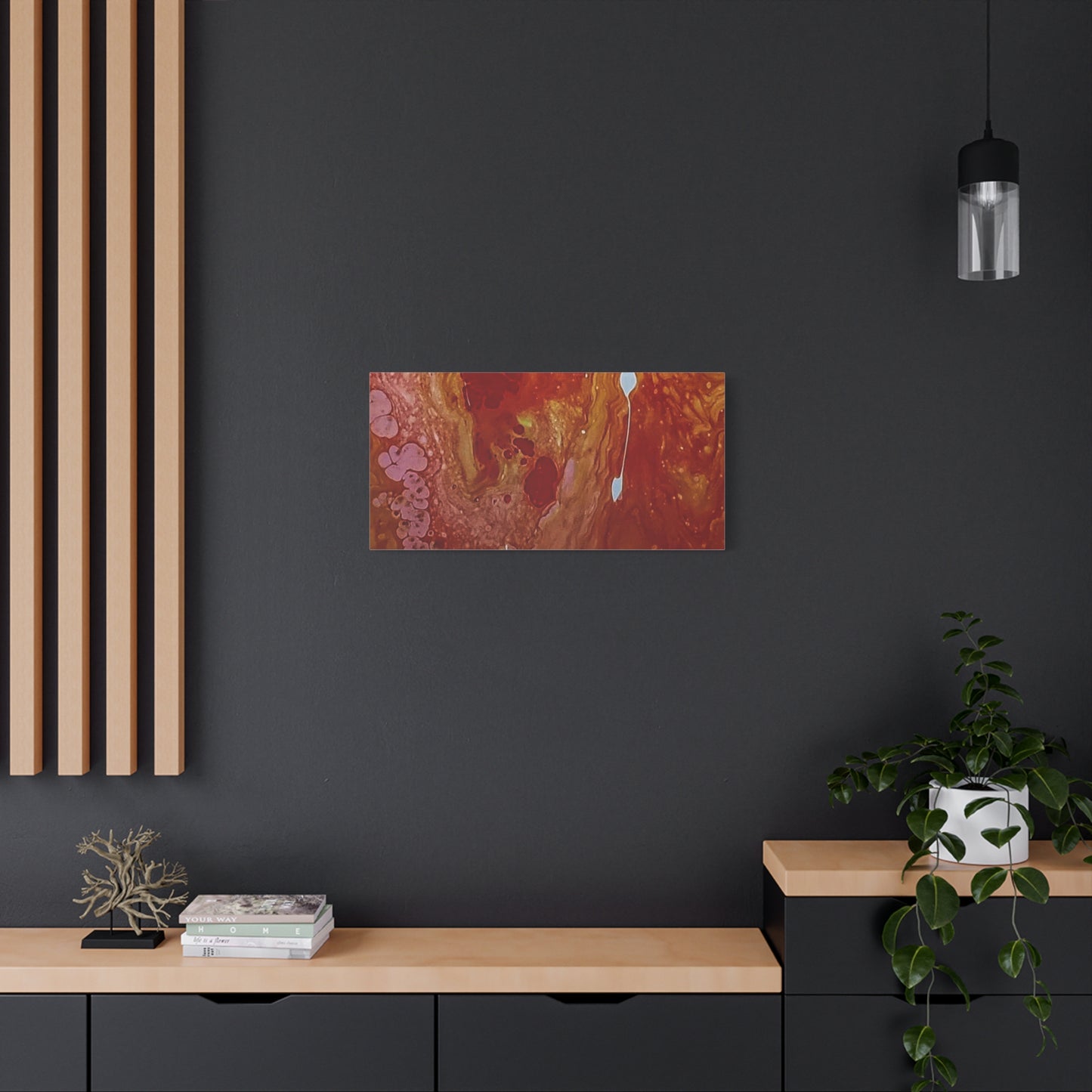 Abstract Red Fluid Art Canvas Print — Matte Stretched Wall Art