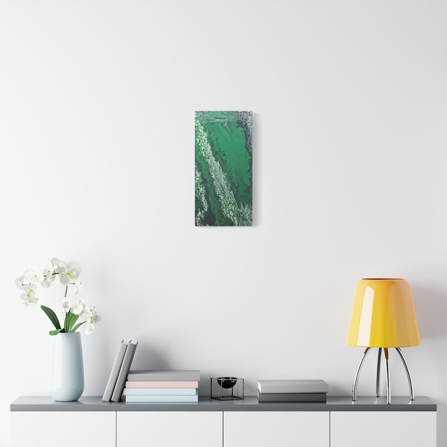 Emerald Wave Abstract Canvas Print — Matte Stretched Wall Art