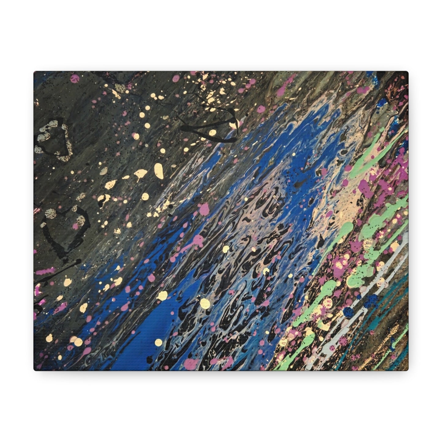 Abstract Splatter Matte Canvas Print — Colorful Fluid Art Wall Decor, Stretched 1.25"