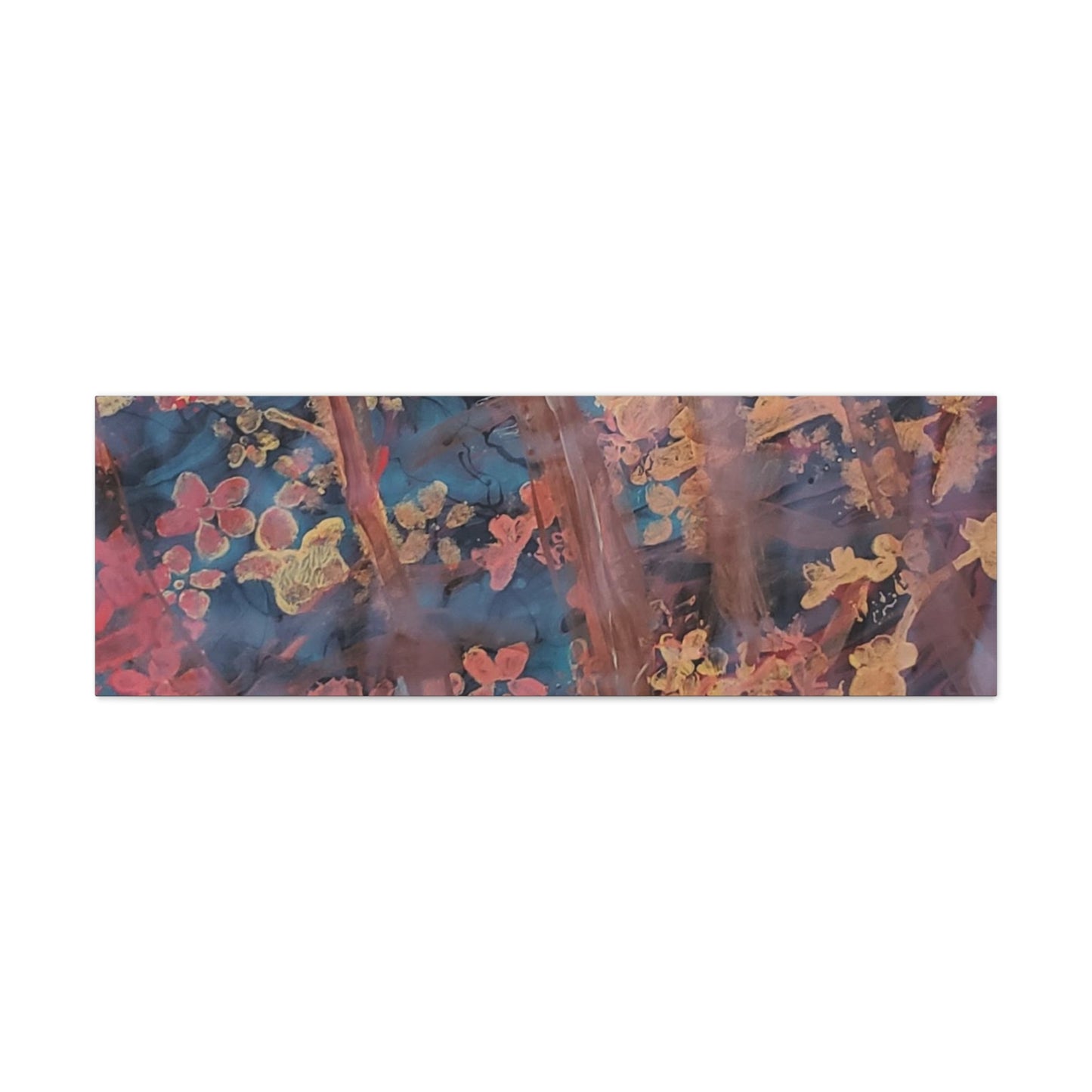 Abstract Floral Canvas Print — Moody Pink & Blue Stretched Wall Art
