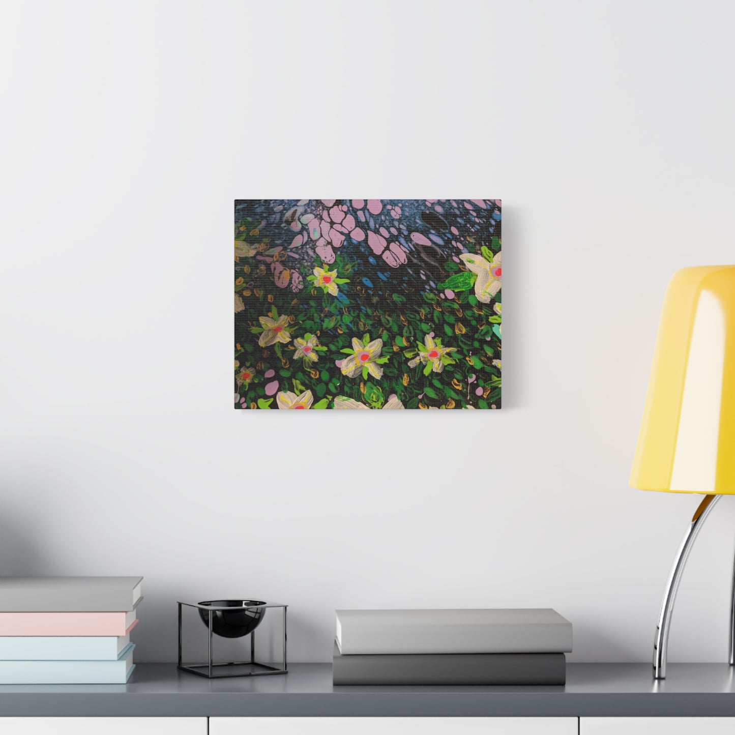 Floetrol&Flowers - Night Pour Garden Matte Canvas Print — Stretched Wall Art