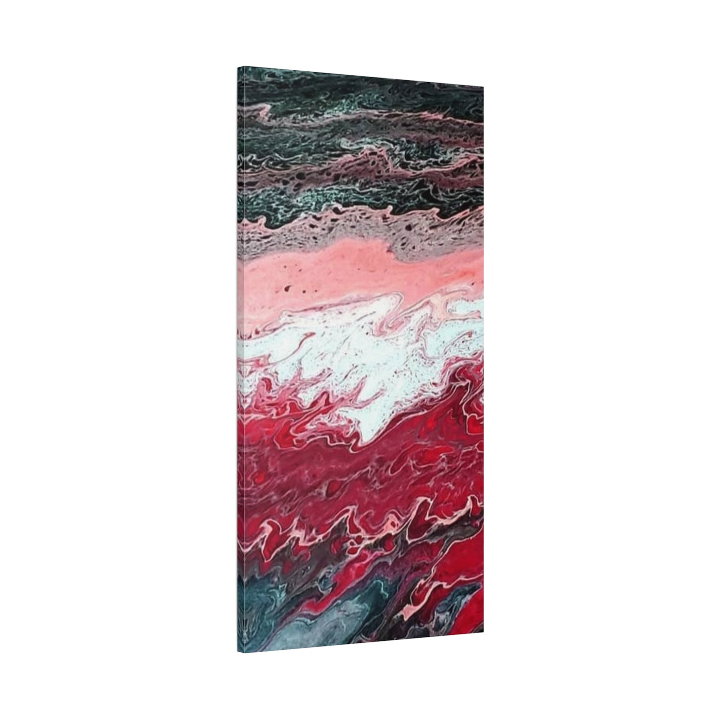 Abstract Pink & Red Fluid Art Canvas — Matte Stretched Wall Art