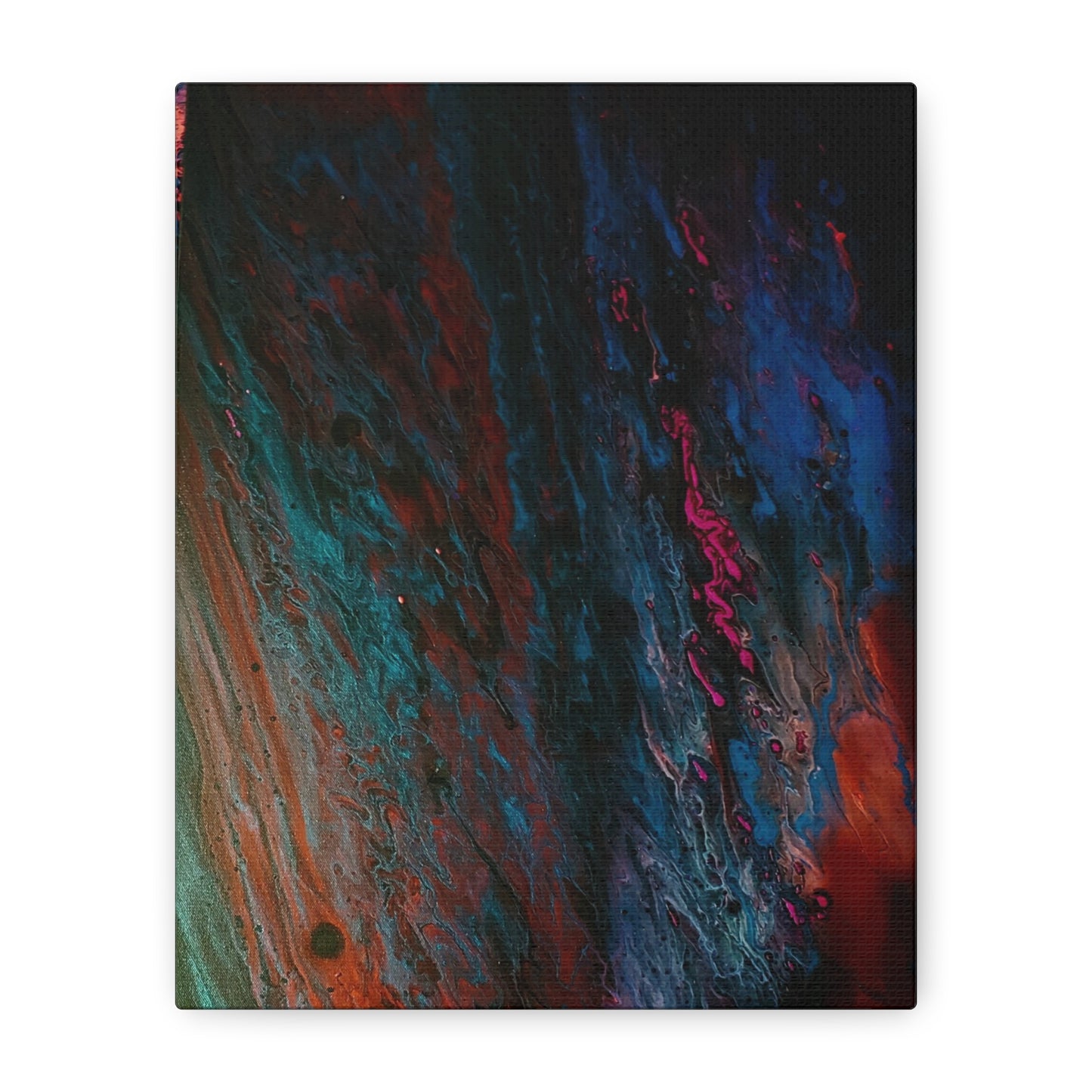 Abstract Fluid Art Canvas Wall Art - Jupiter pour — Vibrant Ocean Night Matte Stretched Canvas