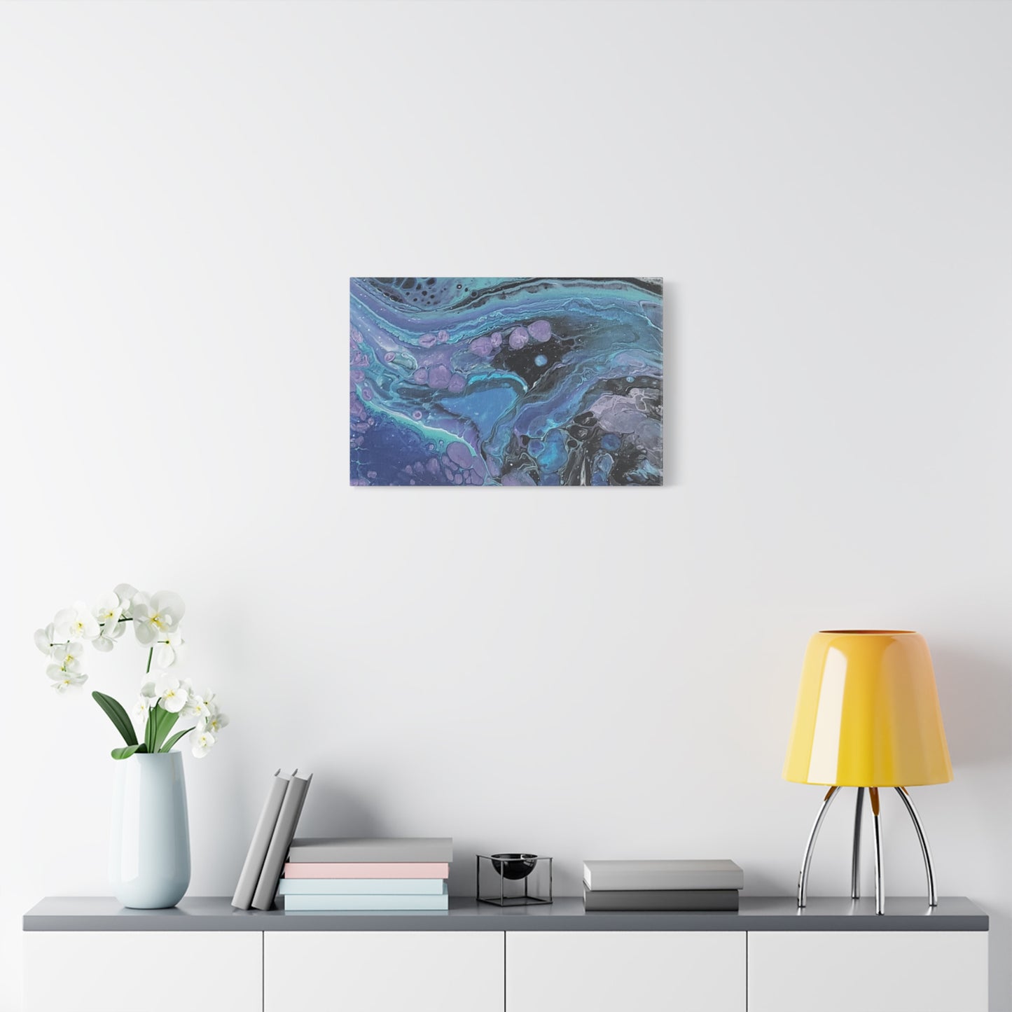 Abstract Ocean Wave Matte Canvas Print — Blue & Purple Fluid Art, Stretched 1.25"