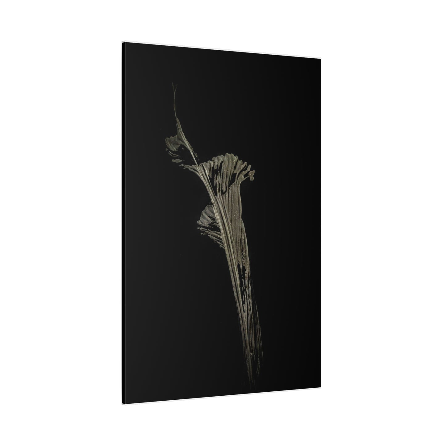 Calla Lilly - Minimalist Botanical Canvas Print — Monochrome Flower Art on Black Matte