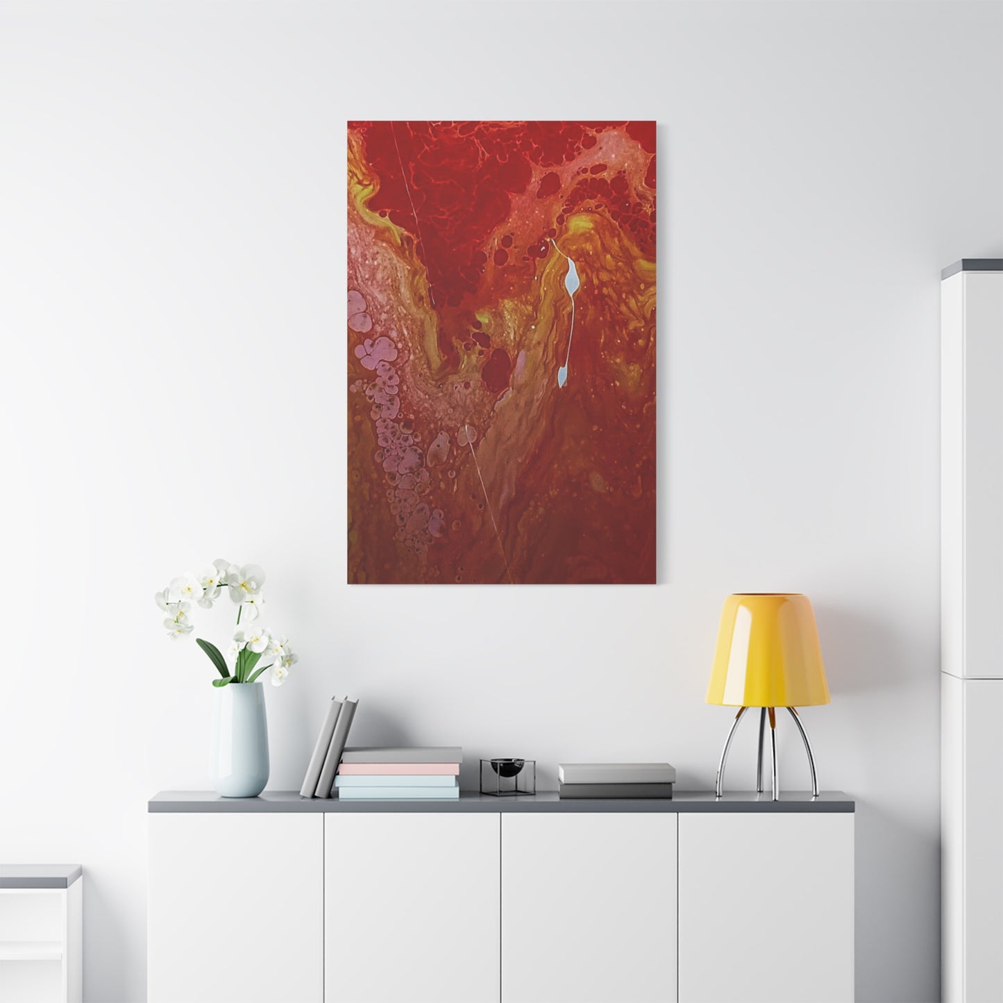Abstract Red Fluid Art Canvas Print — Matte Stretched Wall Art