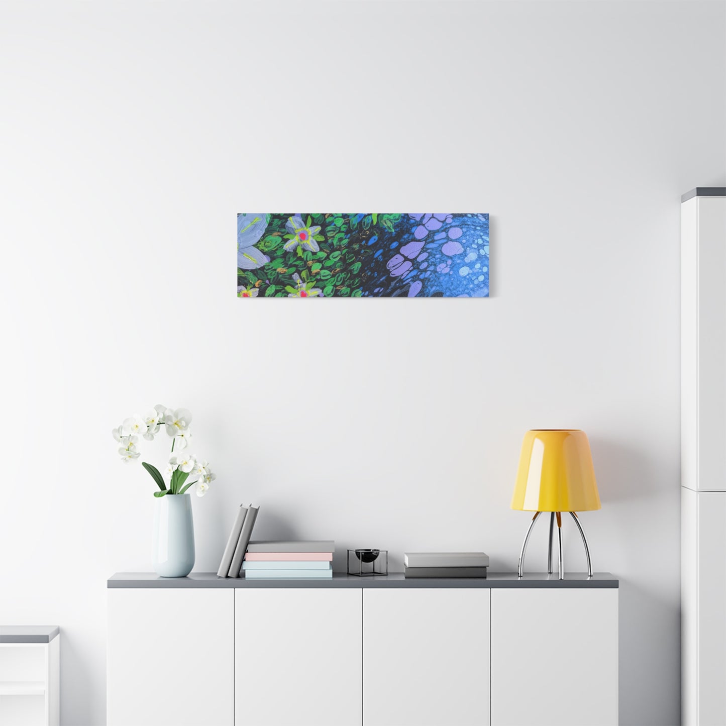 Floetrol&Flowers -  Reef Matte Canvas Wall Art — Blue & Green Abstract Flower Painting