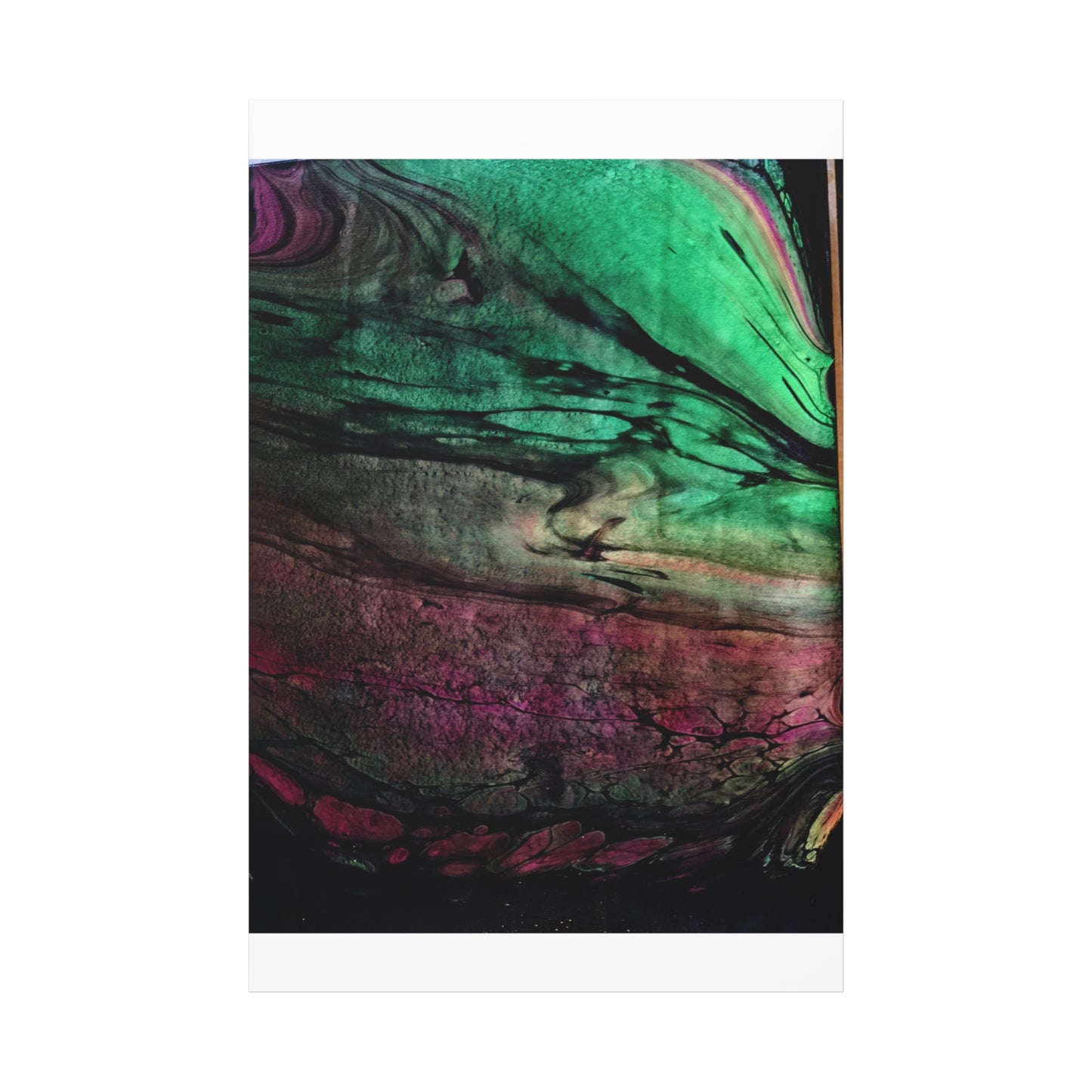 flame tempered pour - Abstract Teal & Magenta Canvas Wall Art — Matte Stretched 1.25"