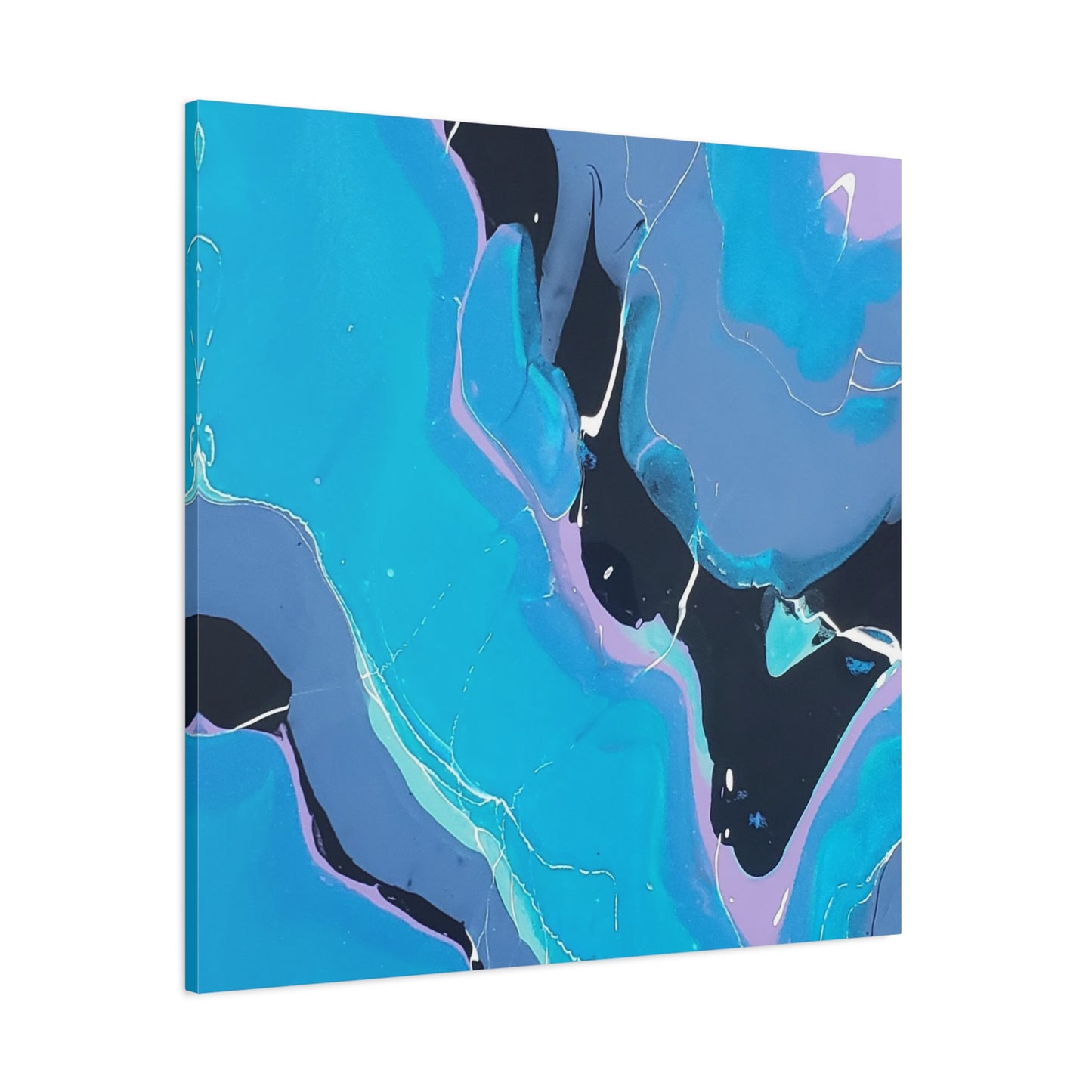 Abstract Blue Fluid Art Canvas Print — Matte Stretched Wall Art 1.25"