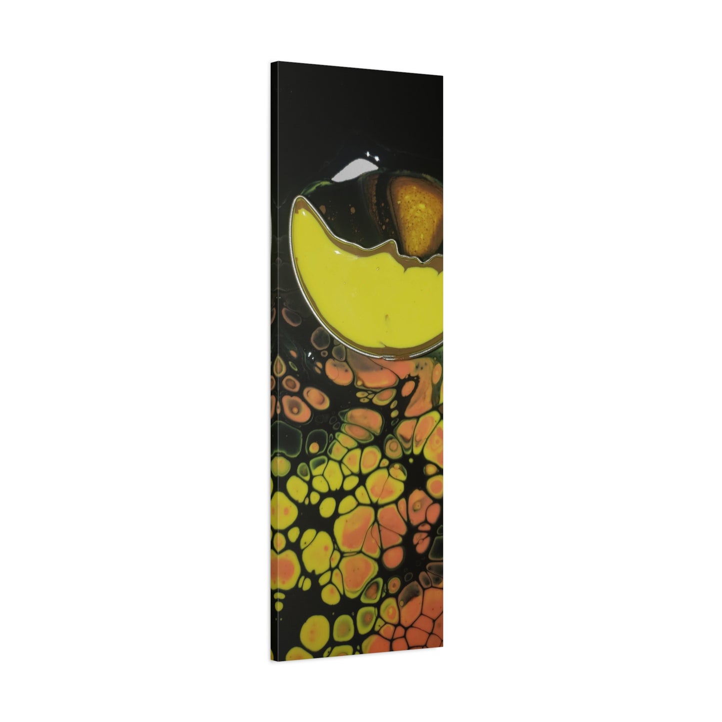 Abstract Fluid Art Canvas Print — Yellow & Black Cell Pour