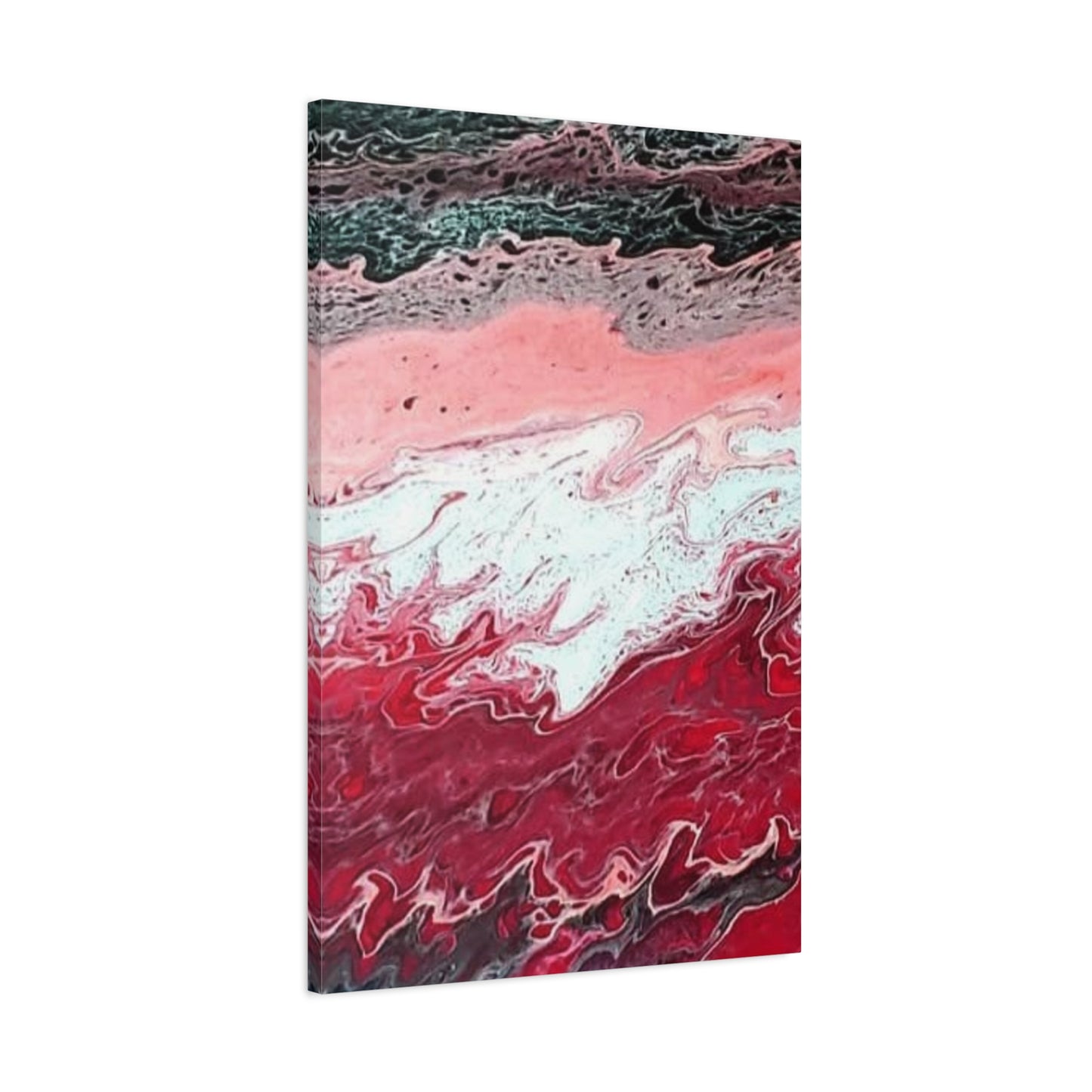 Abstract Pink & Red Fluid Art Canvas — Matte Stretched Wall Art