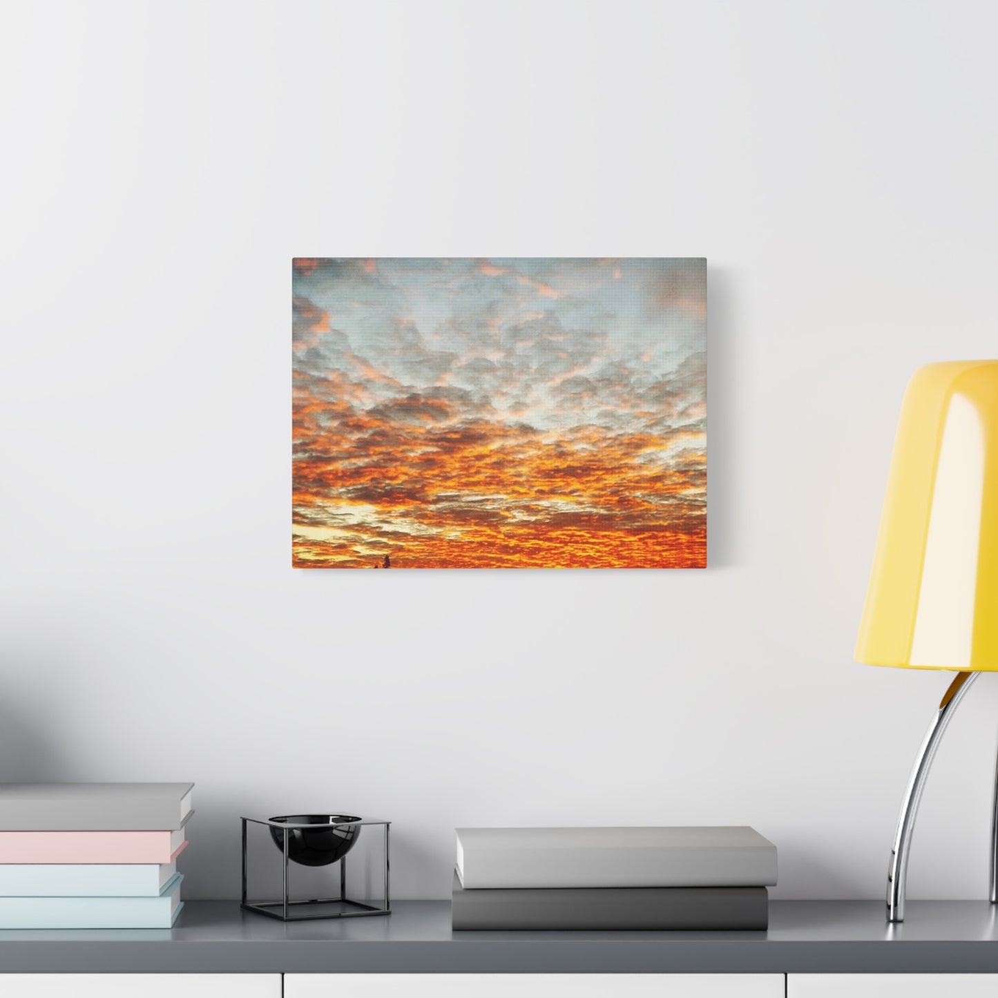 Sunset Sky Canvas Print — Orange Cloudscape Matte Stretched Wall Art