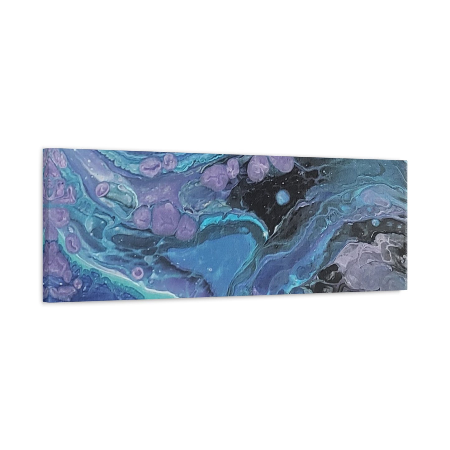 Abstract Ocean Wave Matte Canvas Print — Blue & Purple Fluid Art, Stretched 1.25"
