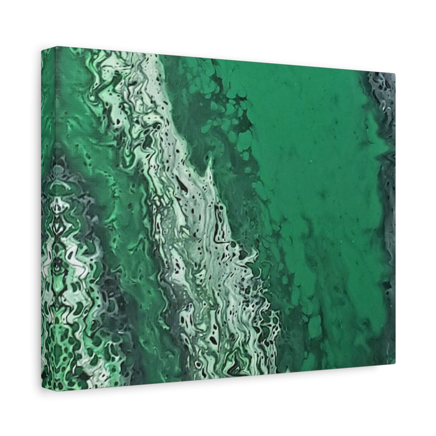 Emerald Wave Abstract Canvas Print — Matte Stretched Wall Art
