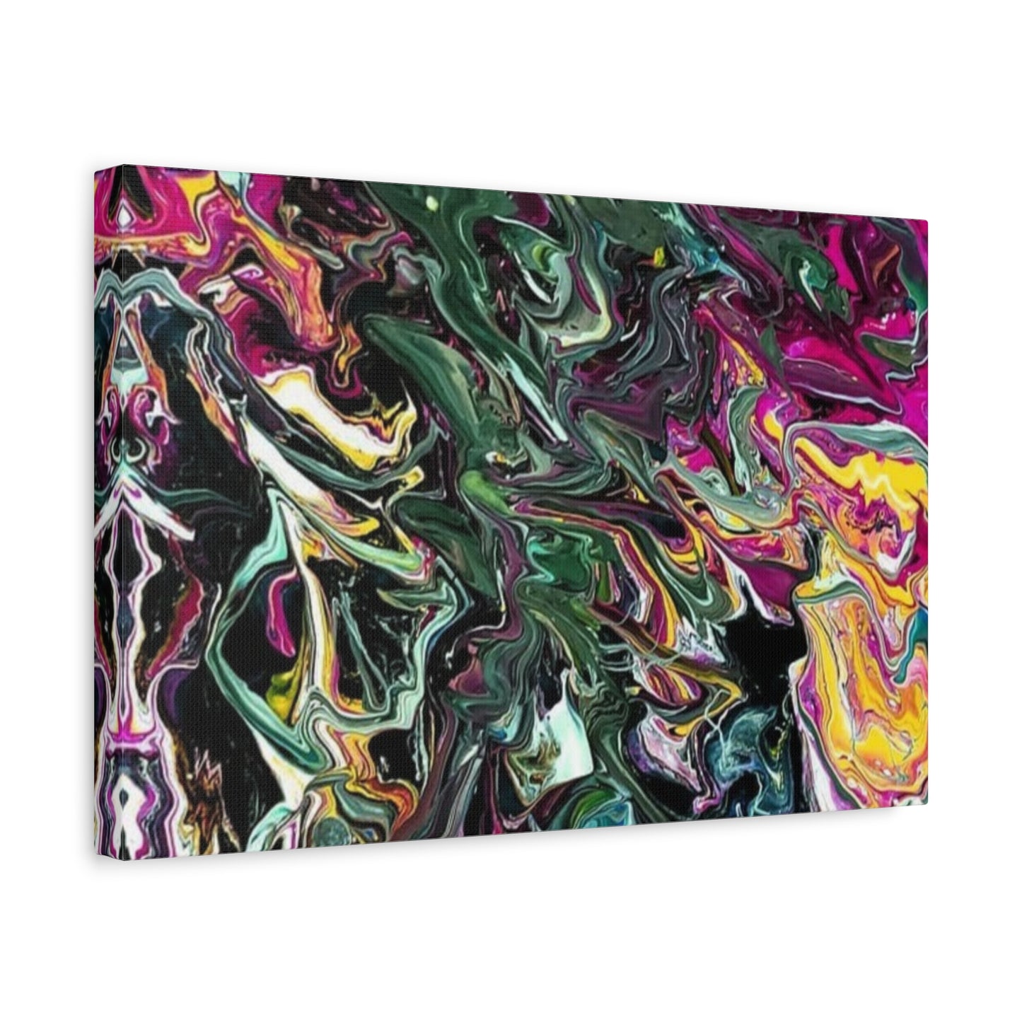 chaos in the garden - Abstract Fluid Art Matte Canvas Print - Colorful Swirl Wall Art