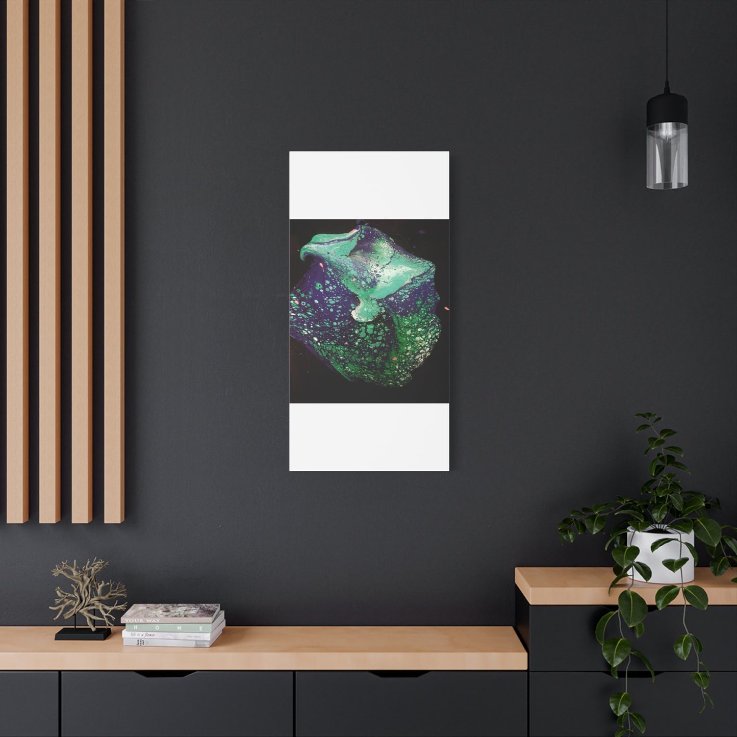 Abstract Green & Teal Fluid Art Canvas Print - Matte Stretched Wall Art