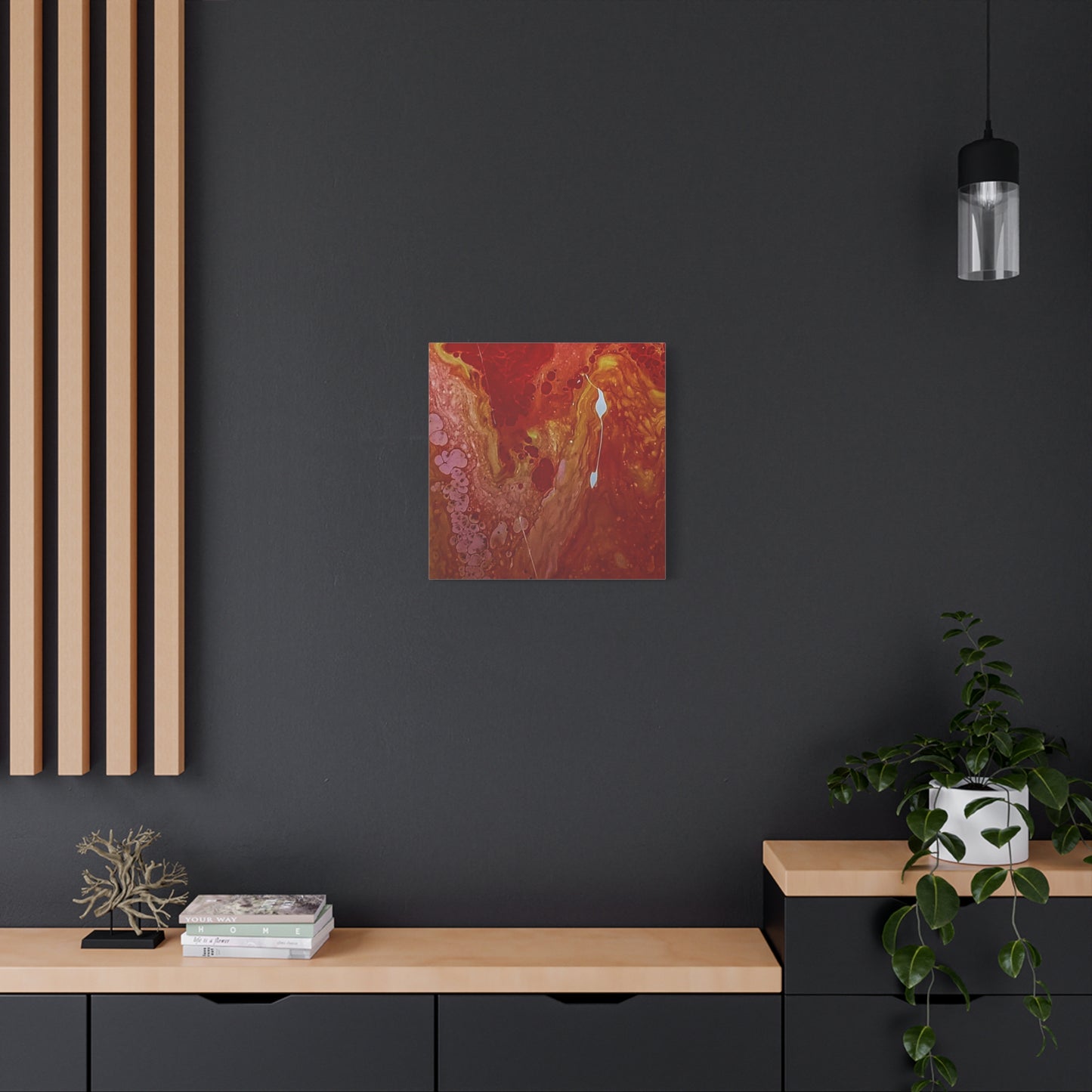 Abstract Red Fluid Art Canvas Print — Matte Stretched Wall Art