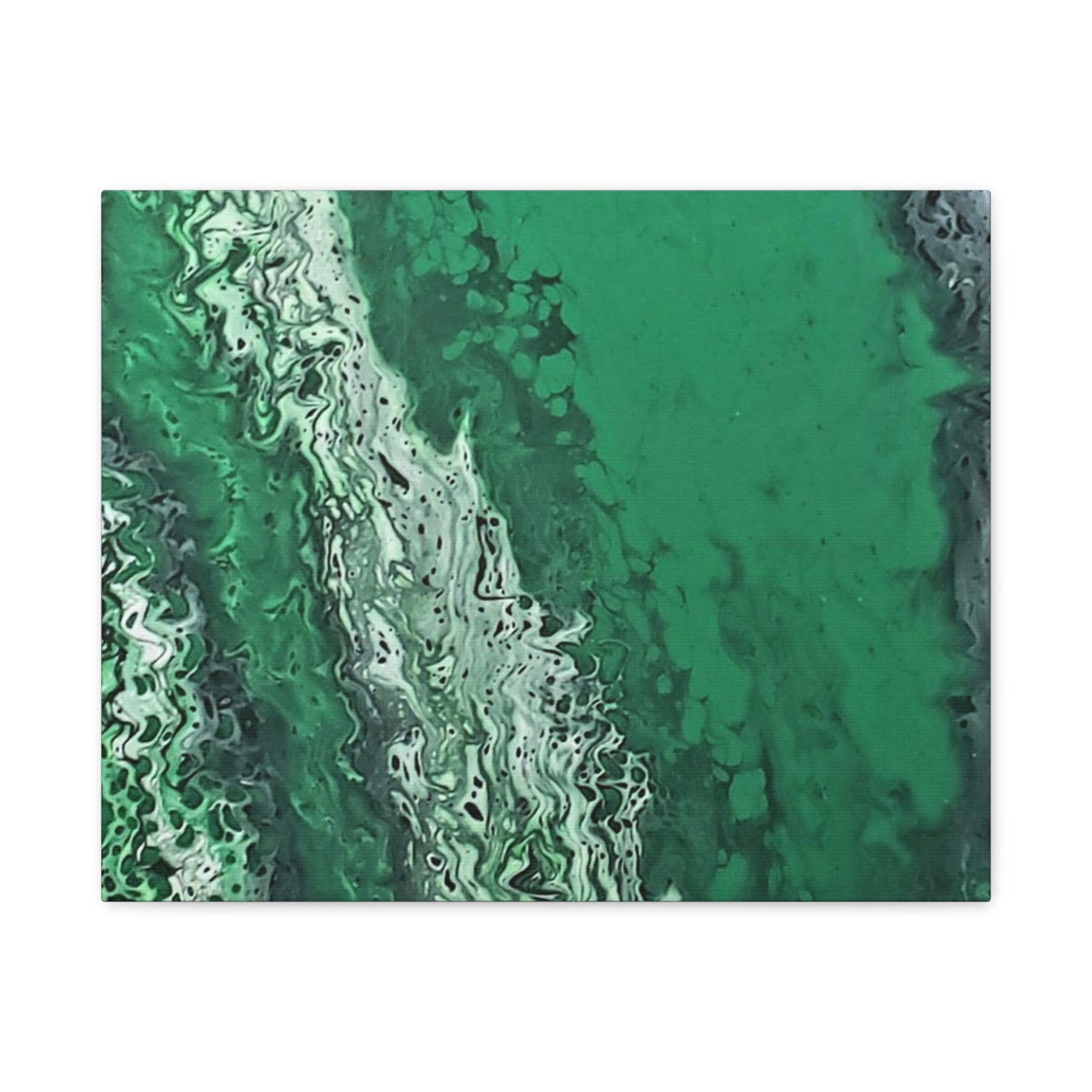 Emerald Wave Abstract Canvas Print — Matte Stretched Wall Art
