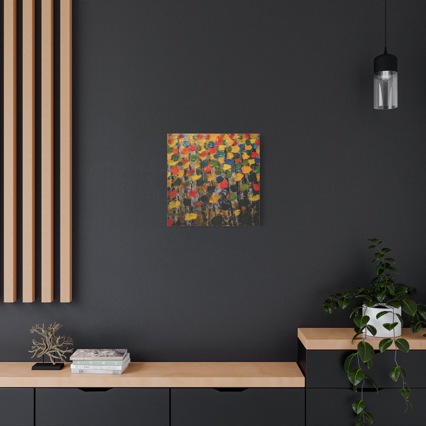 birch trees with color strokes - Abstract Color Bloom Matte Canvas Wall Art — Stretched 1.25"