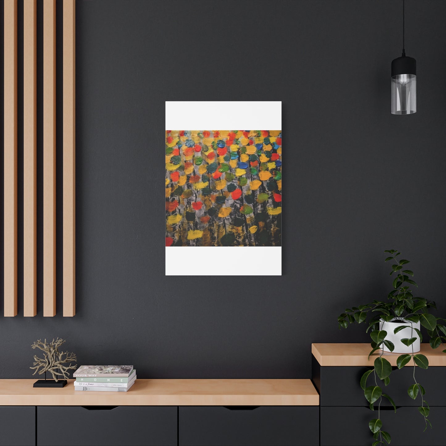 birch trees with color strokes - Abstract Color Bloom Matte Canvas Wall Art — Stretched 1.25"