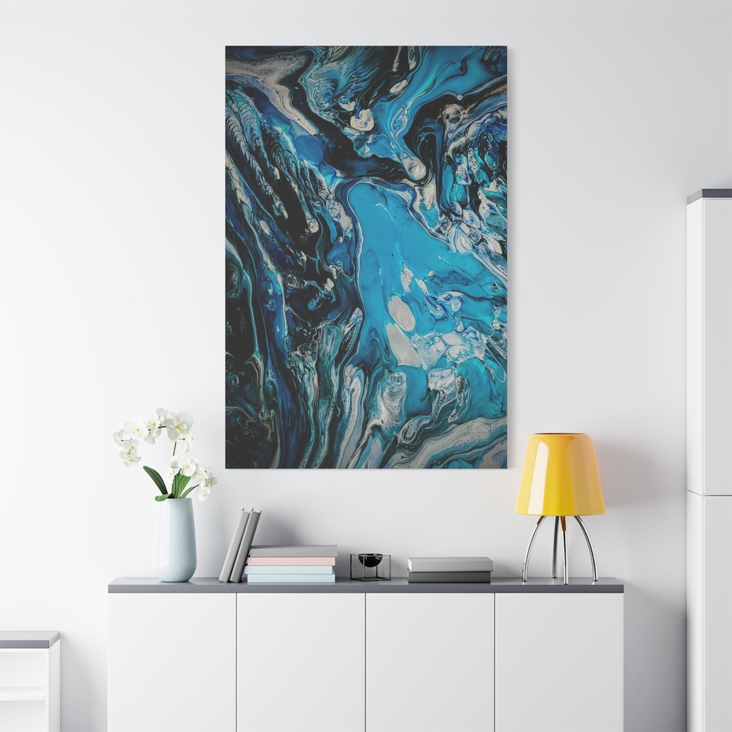 Blue Ocean Abstract Matte Canvas Print — Stretched Wall Art