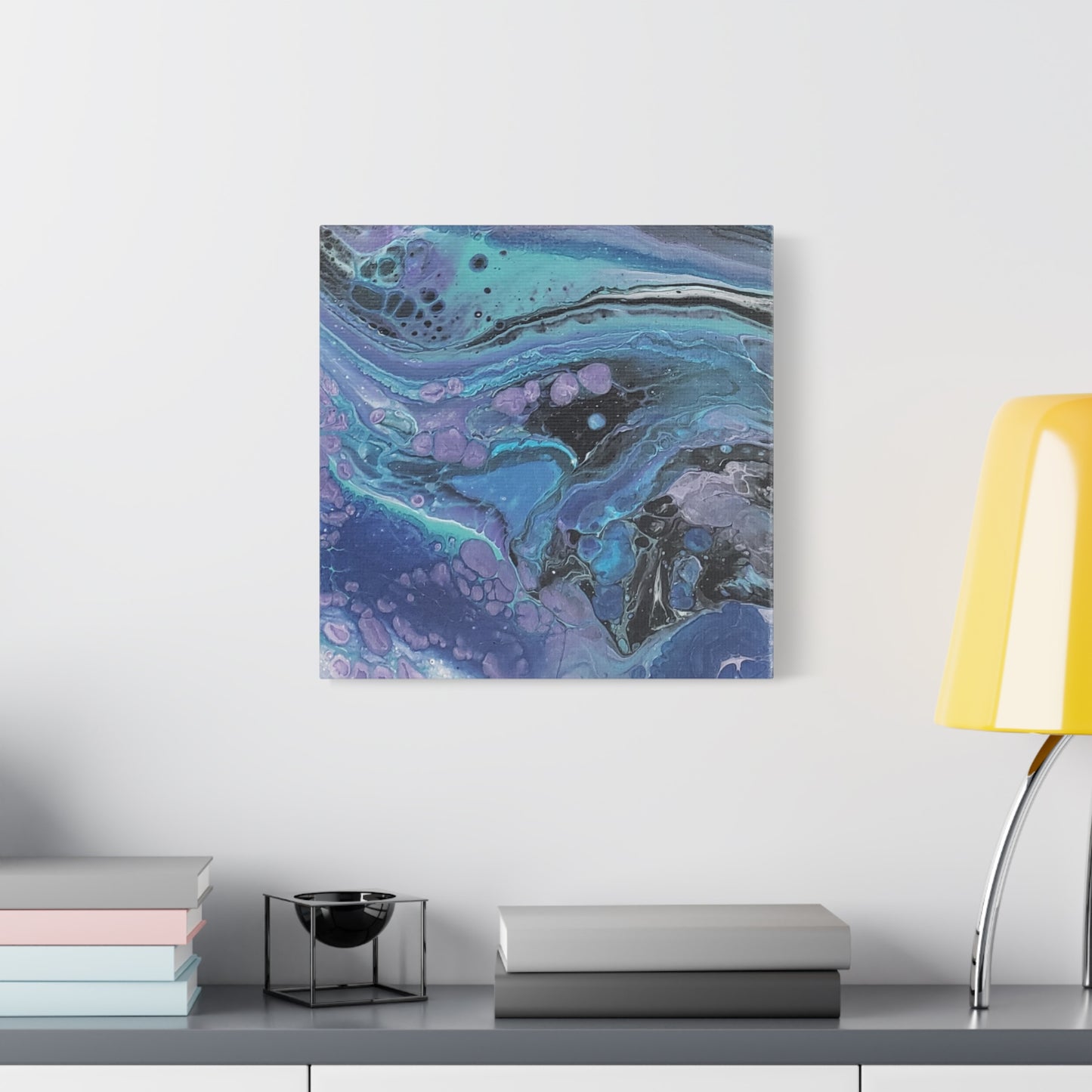 Abstract Ocean Wave Matte Canvas Print — Blue & Purple Fluid Art, Stretched 1.25"