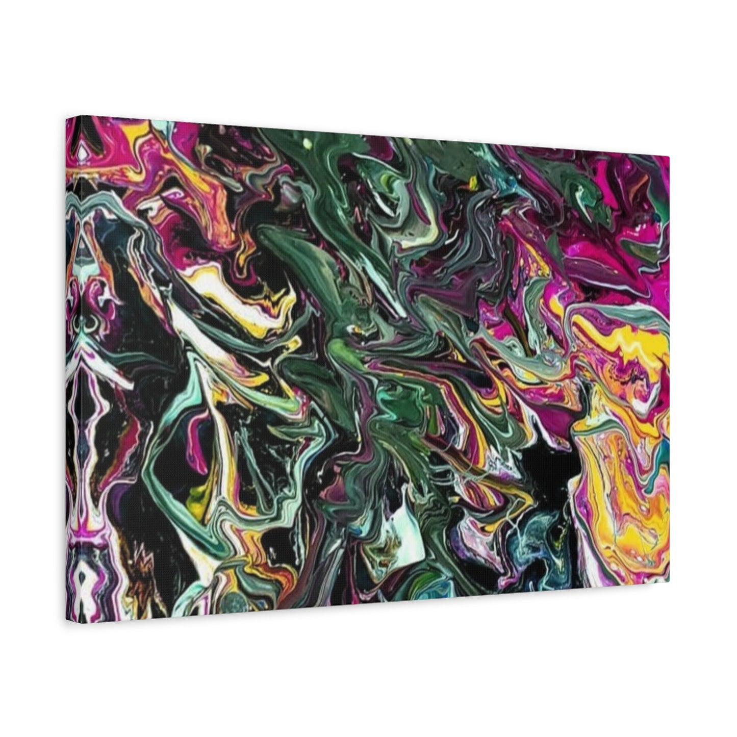 chaos in the garden - Abstract Fluid Art Matte Canvas Print - Colorful Swirl Wall Art