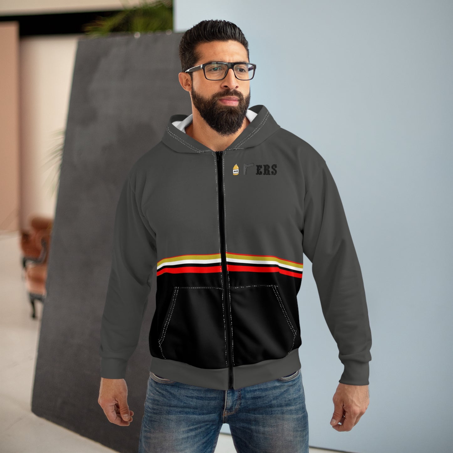 Copy of forties&nines - Unisex Zip Hoodie (AOP)