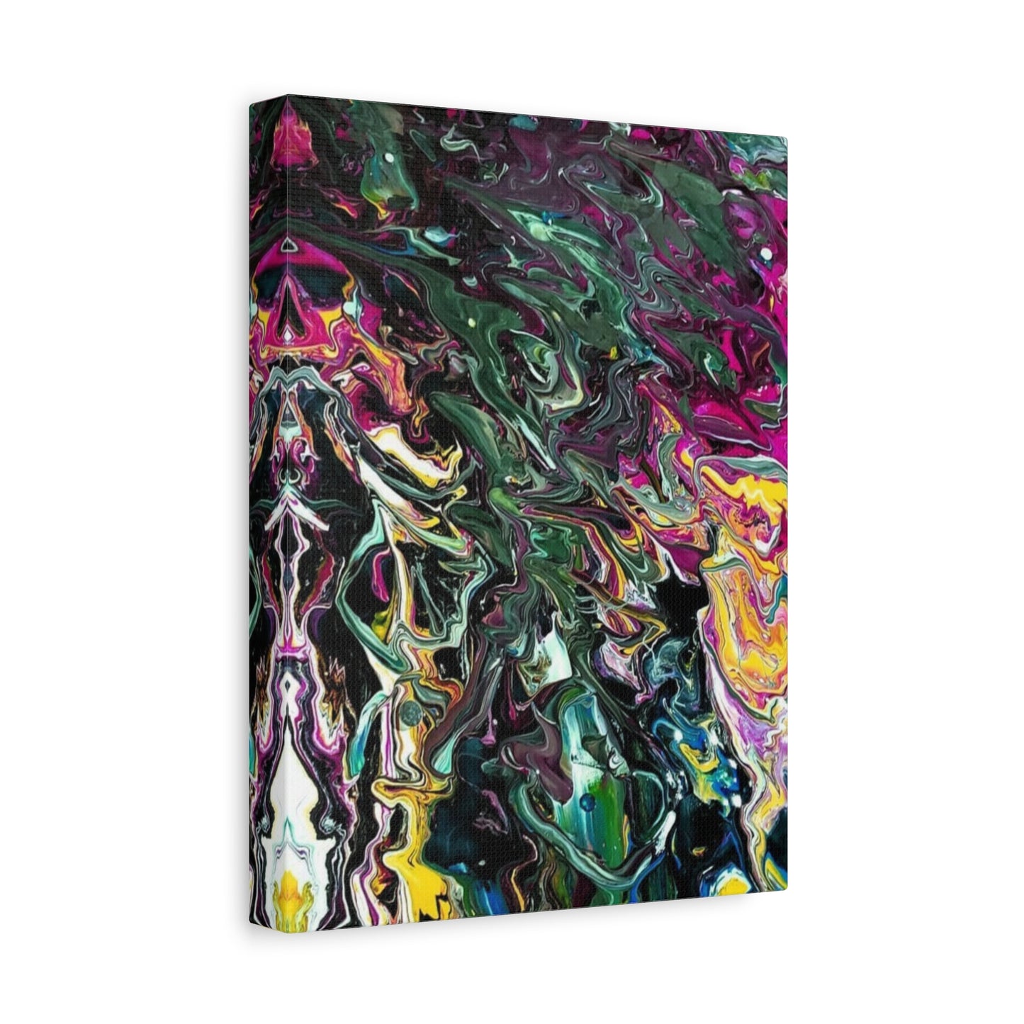 chaos in the garden - Abstract Fluid Art Matte Canvas Print - Colorful Swirl Wall Art