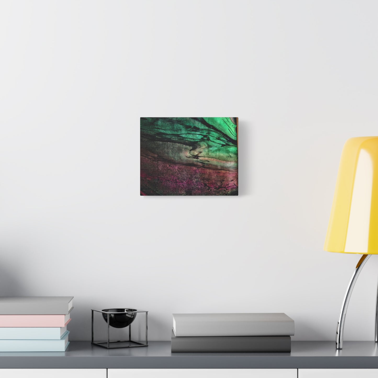 flame tempered pour - Abstract Teal & Magenta Canvas Wall Art — Matte Stretched 1.25"