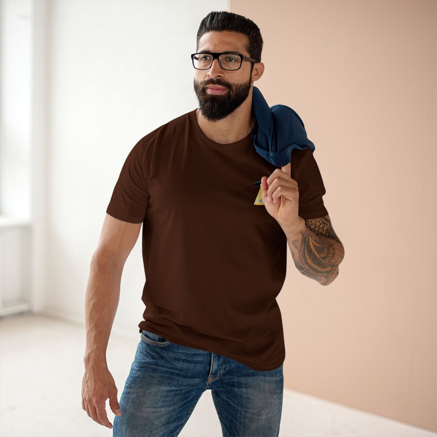 UFO Chest Pocket Tee — Retro Rocket Back Graphic Shirt