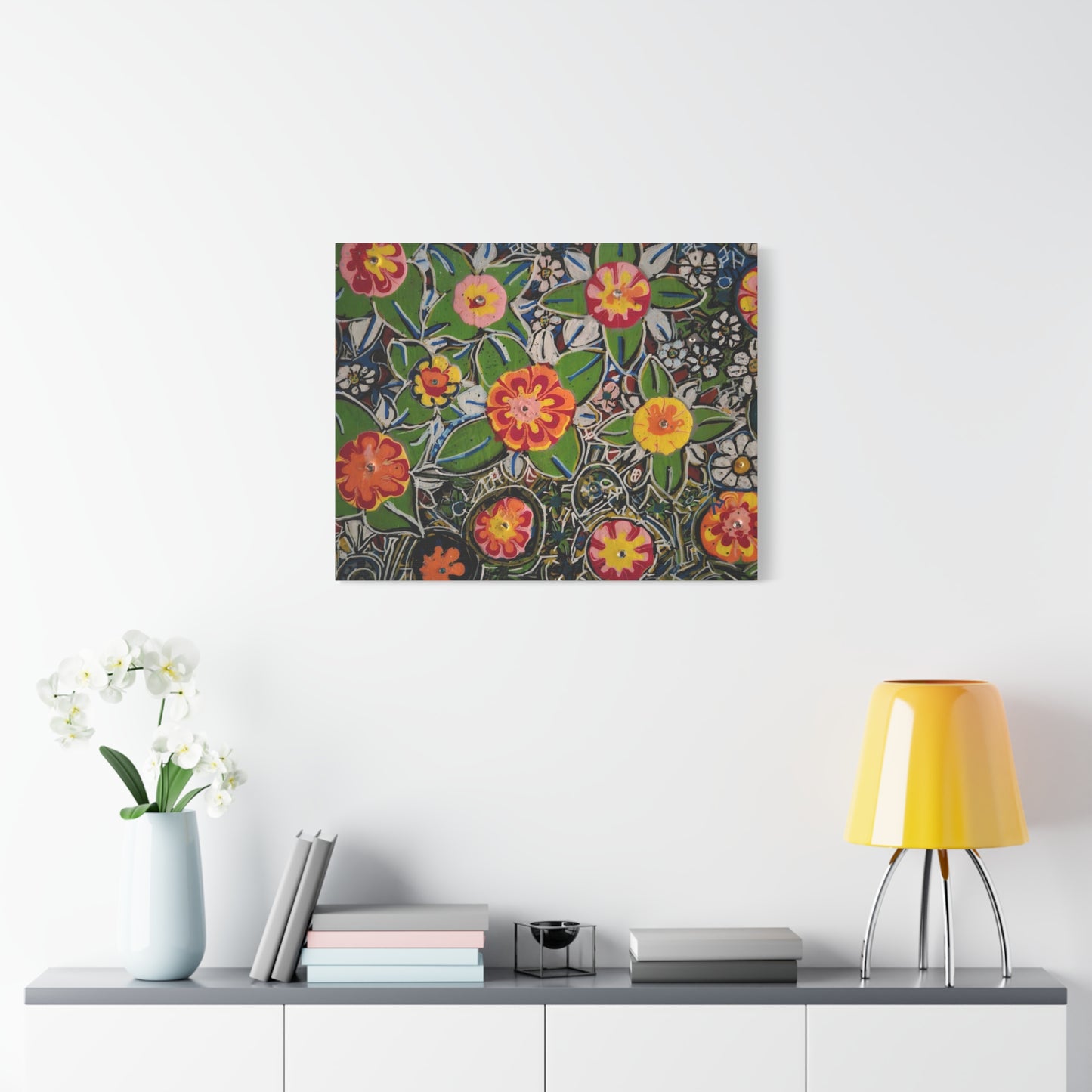 Urban_gardening-04 - Floral Pop Matte Stretched Canvas – Colorful Hand-Painted Garden Wall Art