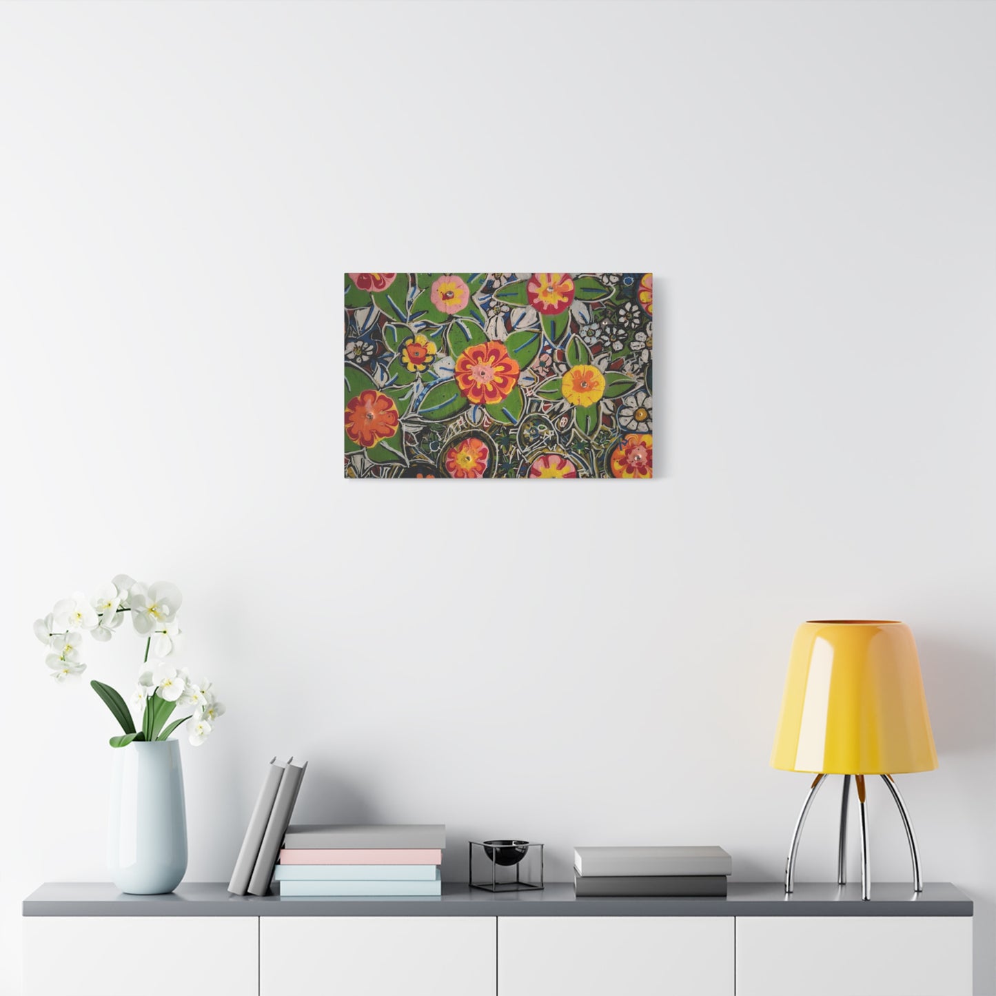 Urban_gardening-04 - Floral Pop Matte Stretched Canvas – Colorful Hand-Painted Garden Wall Art